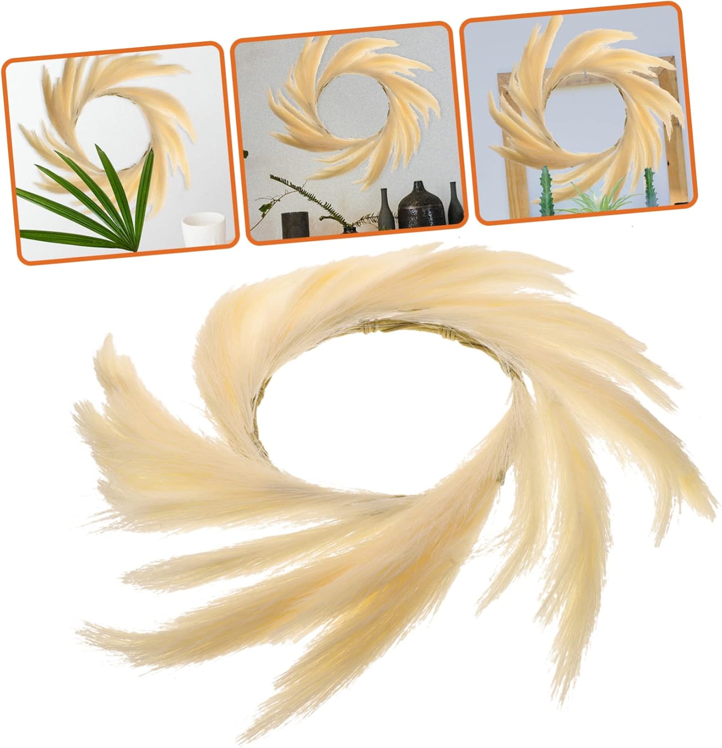 Artificial Bulrush Wreath for Indoor Outdoor Decor