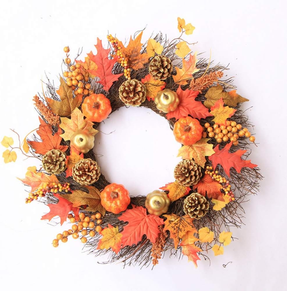 Door Hanger Artificial Maple Leaves Wreath 60CM Autumn Decor