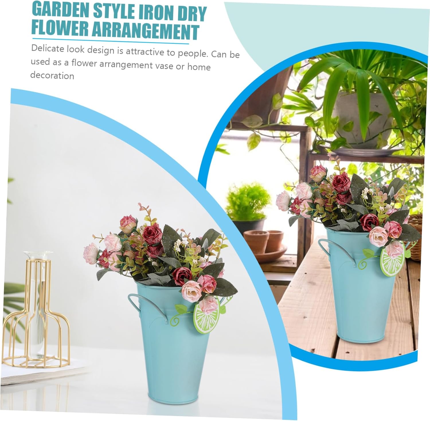 Totority Rustic Iron Vase Home Decor