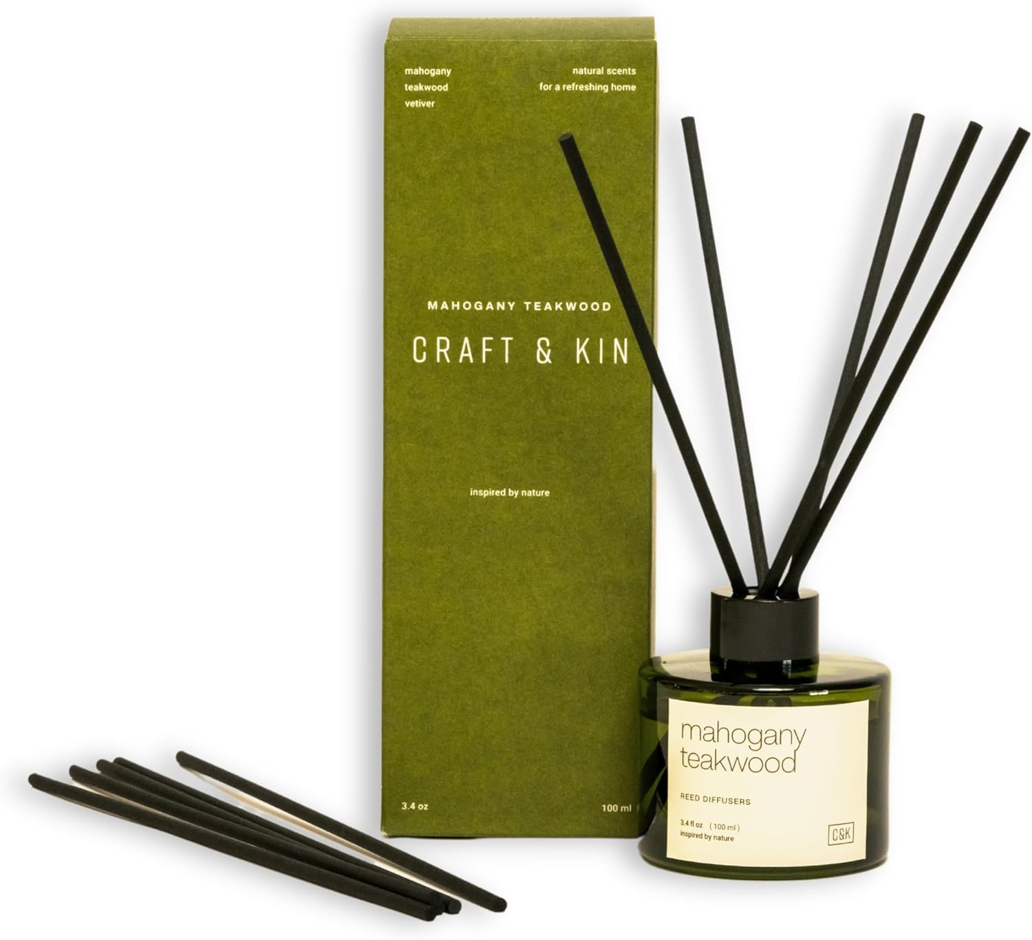 Craft Kin Reed Diffuser Set Oakwood Mahogany Vetiver