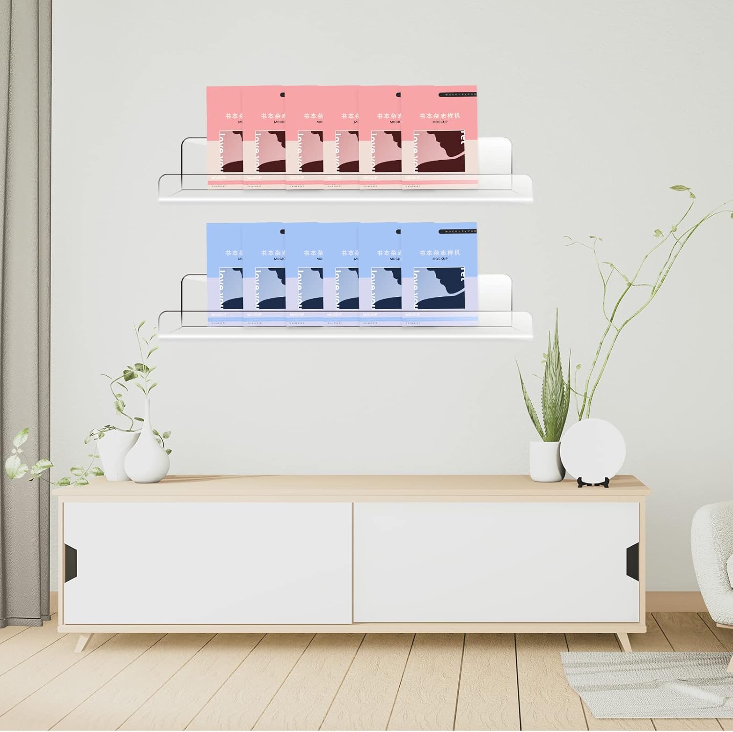 HESIN Acrylic Floating Shelves 2 Pack 15x37x275 Inch