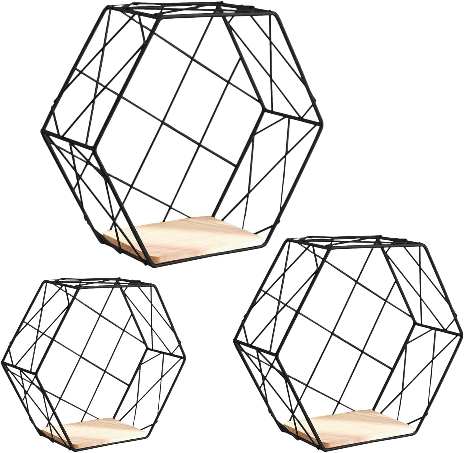 Hexagonal Floating Wall Shelf - Modern Geometric Display Rack
