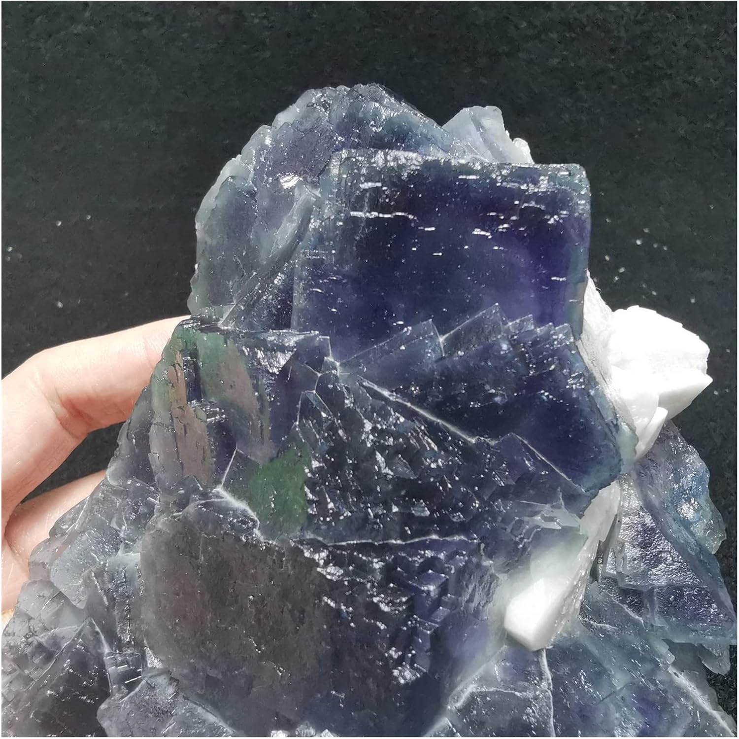 FIDEMM Natural Crystal Rough Purple Blue Fluorite and Quartz Mineral Specimen