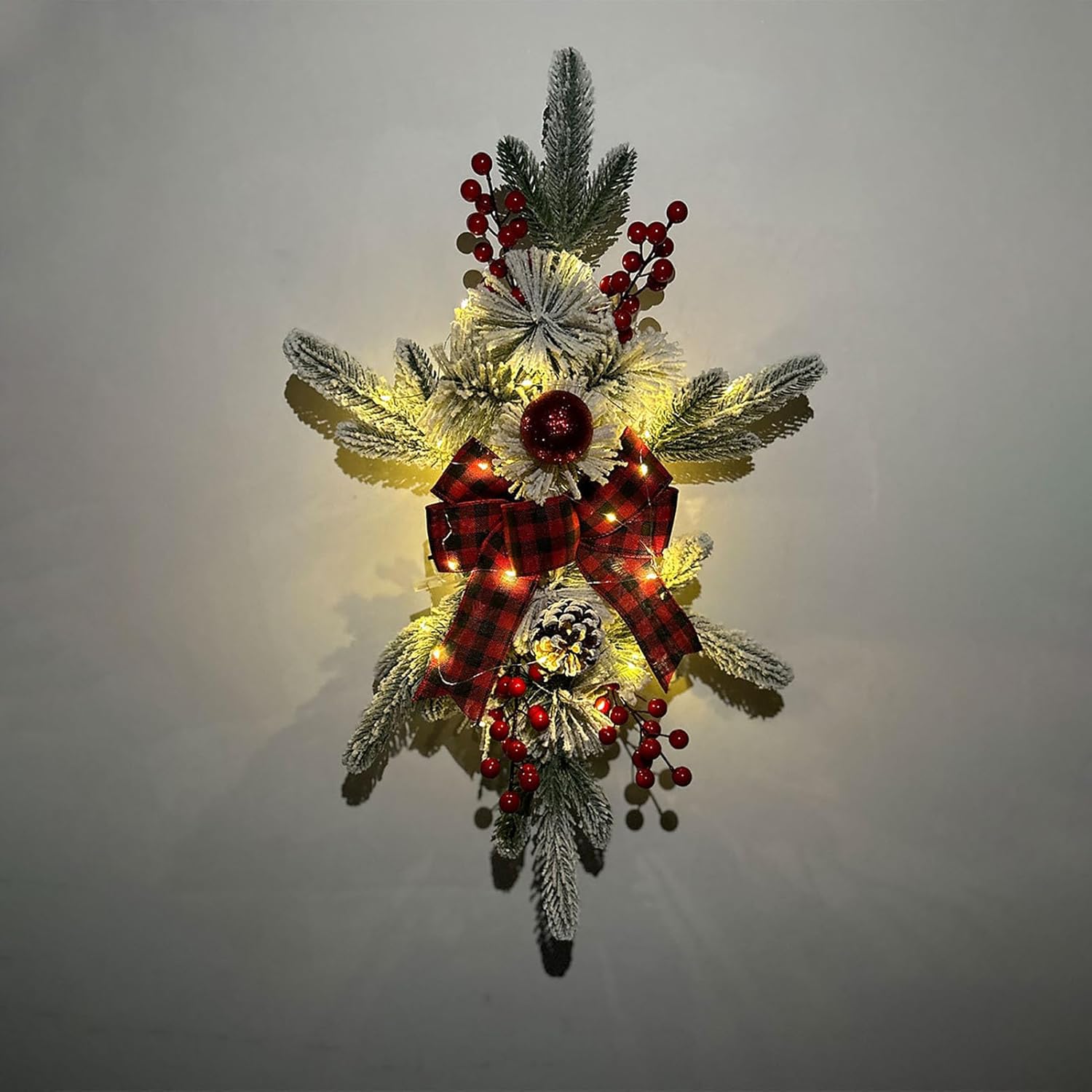 TITA-DONG Christmas Artificial Swags 236 Inch Teardrop Wreath with Lights