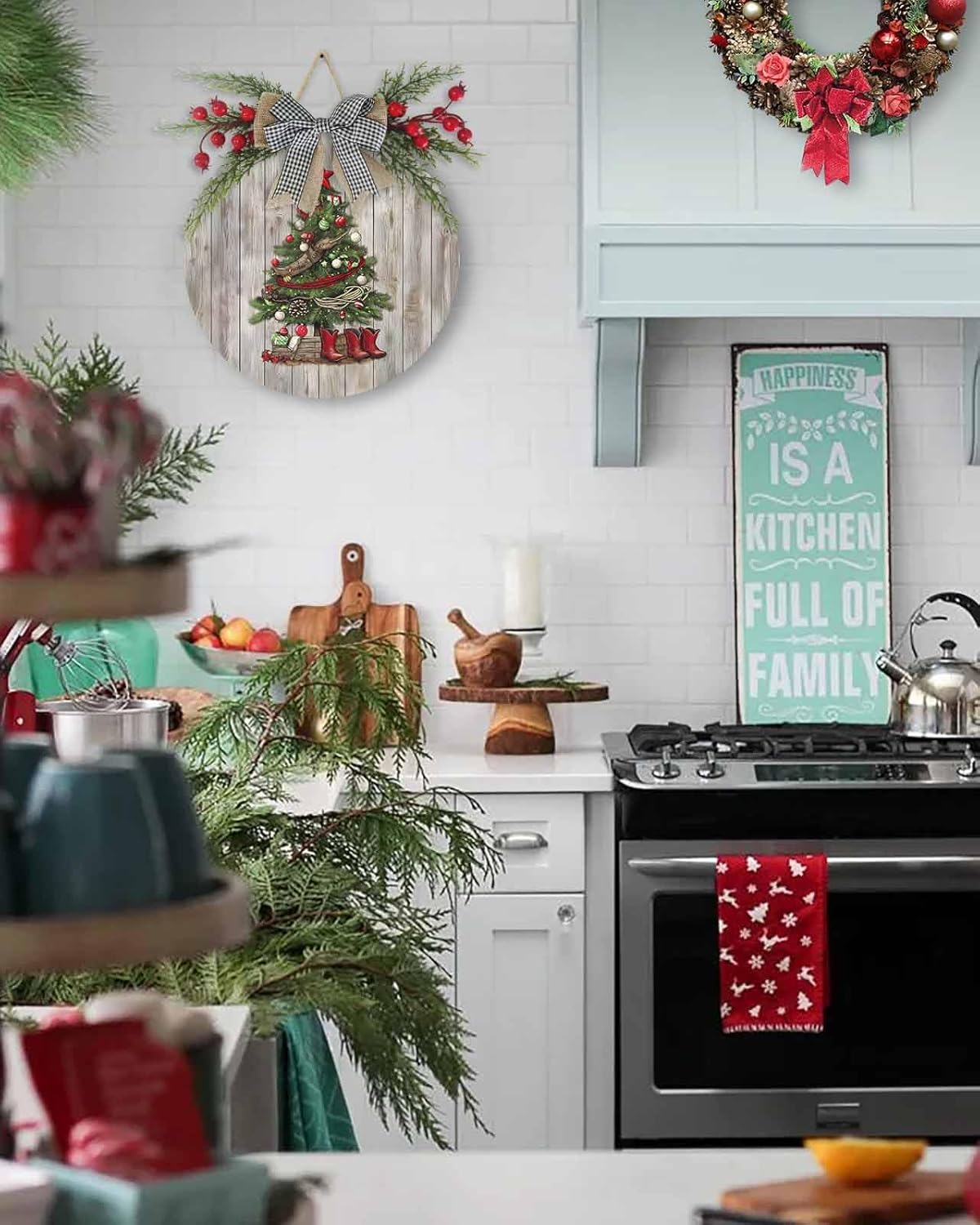 Welcome Sign Christmas Wreath Door Decor 1