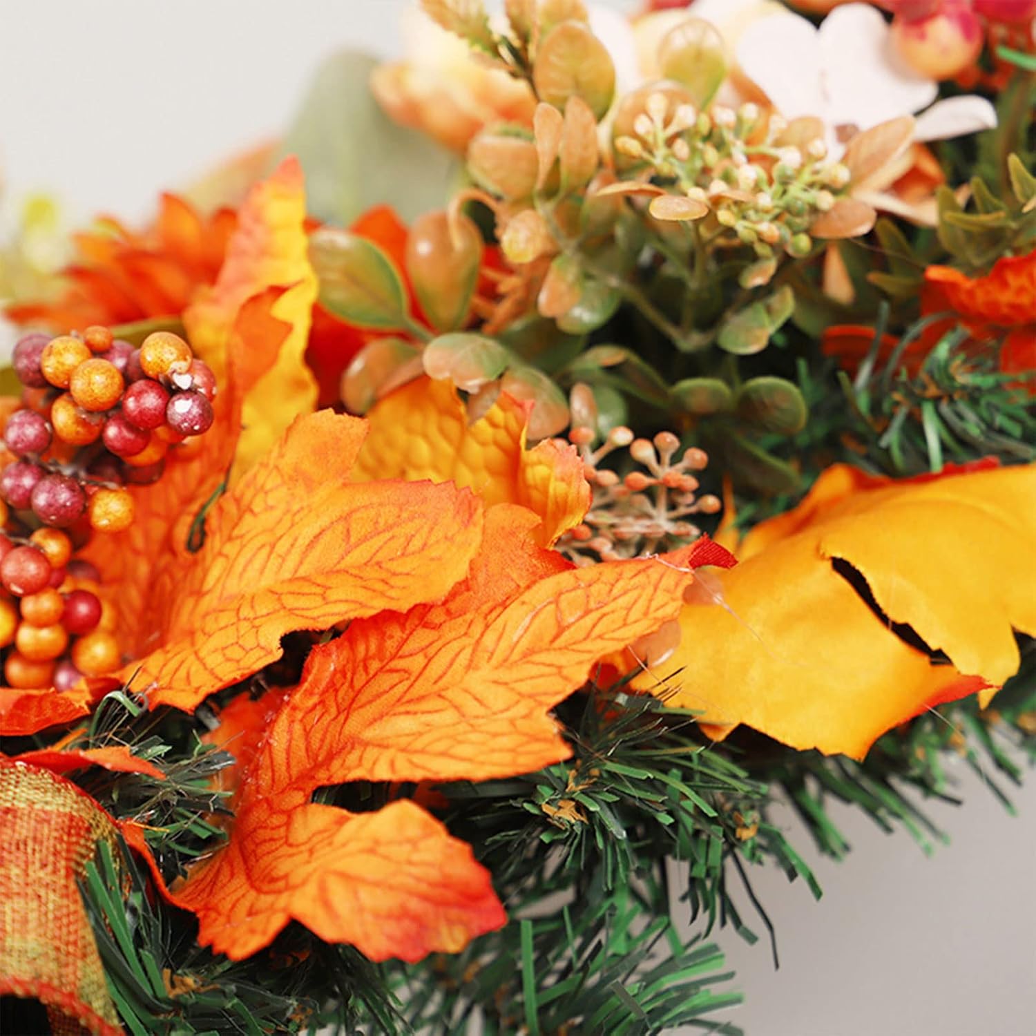 Fall Harvest Teardrop Wreath with Lights