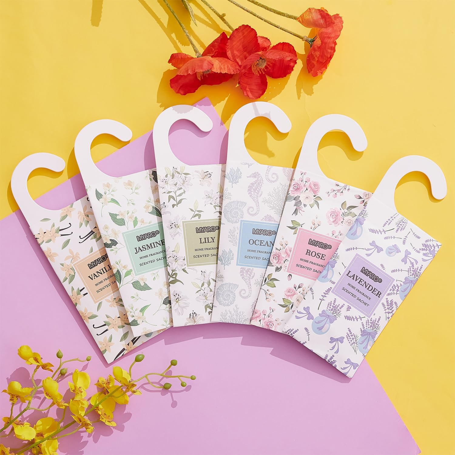 MYARO Scented Sachets 12 Pack Drawer Closet Air Freshener