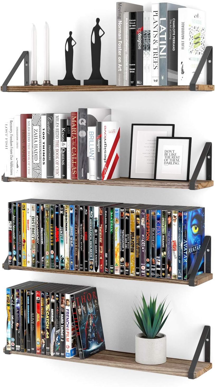 Wallniture Ponza Wood Floating Shelves Set of 4
