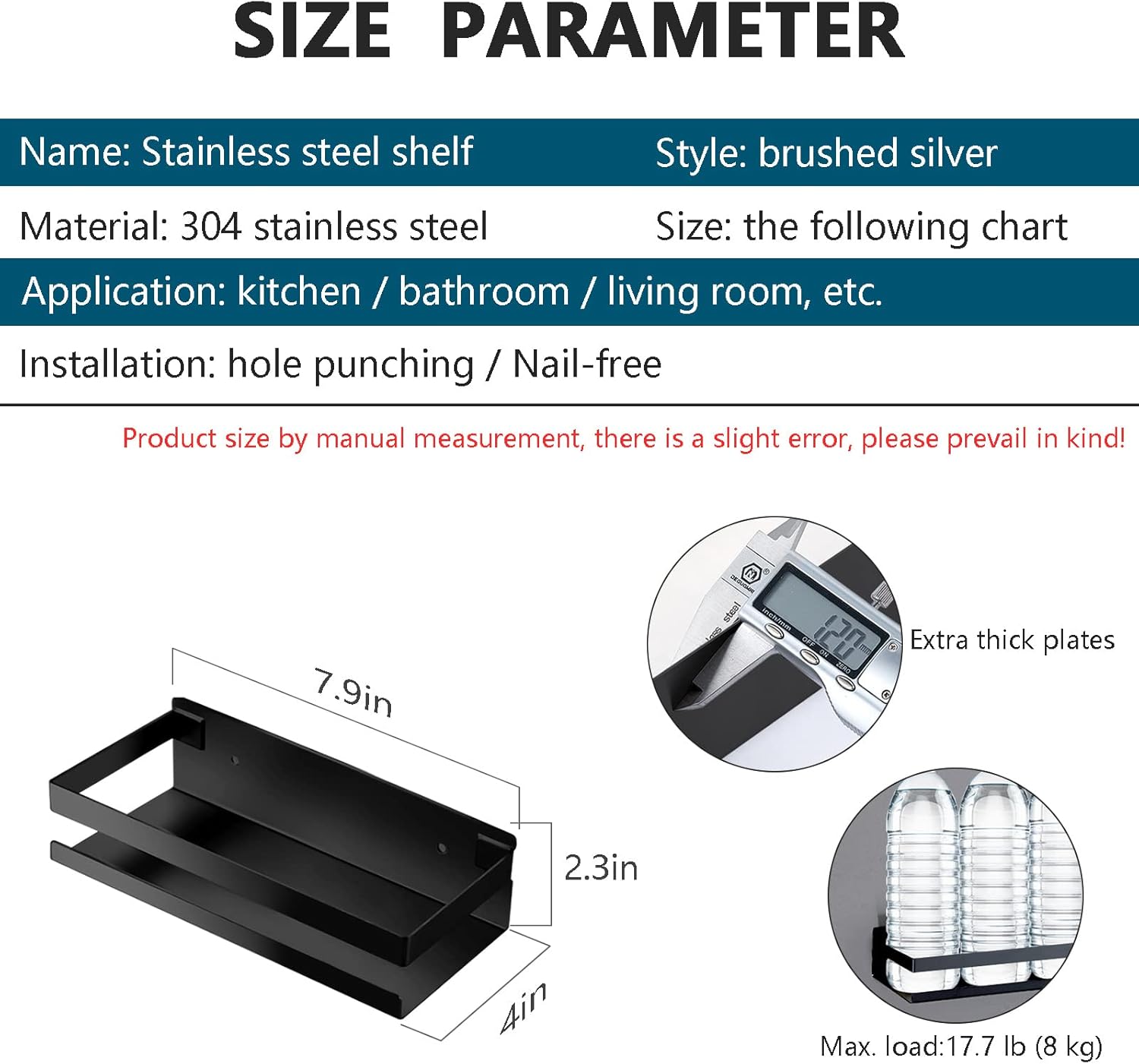 GEINIFAFA Rustproof Metal Floating Shelf 79 Inch Black