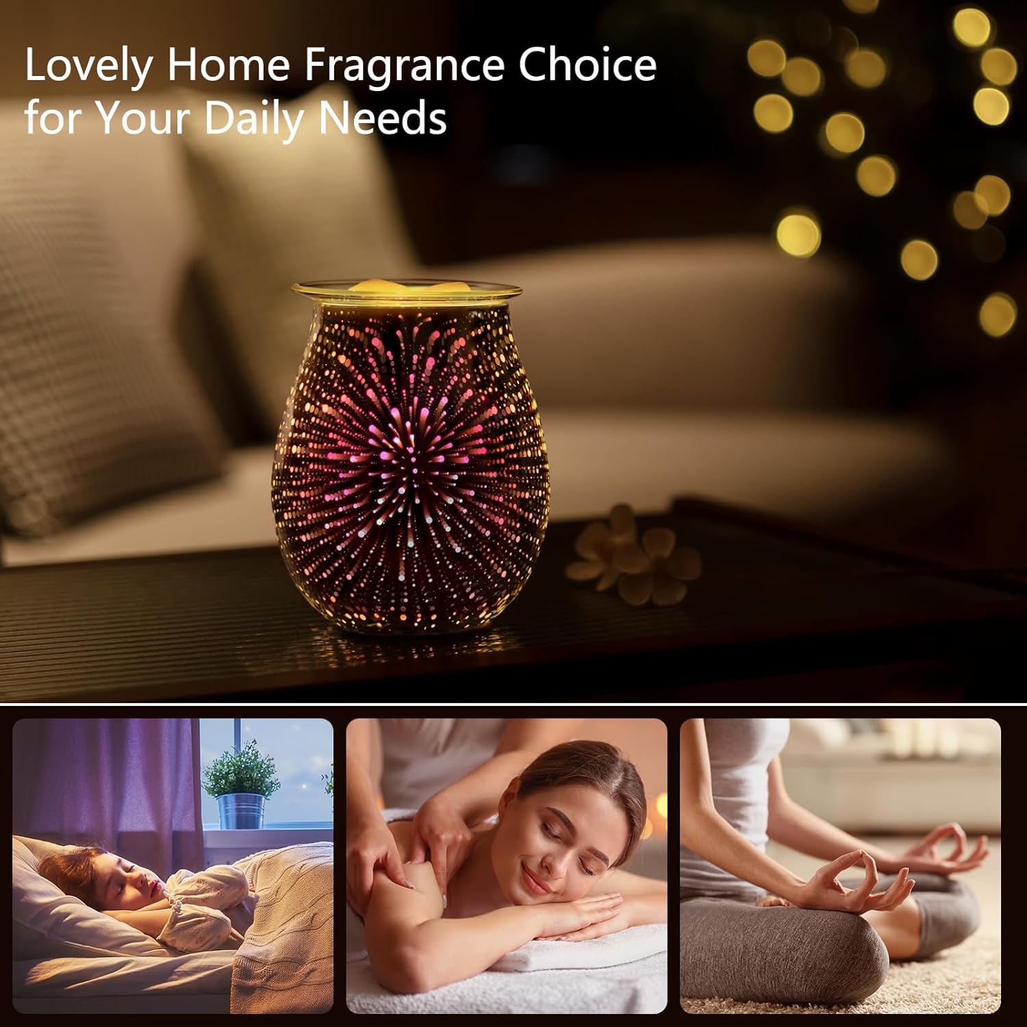 EQUSUPRO 3D Glass Wax Melter Warmer with Fireworks Display