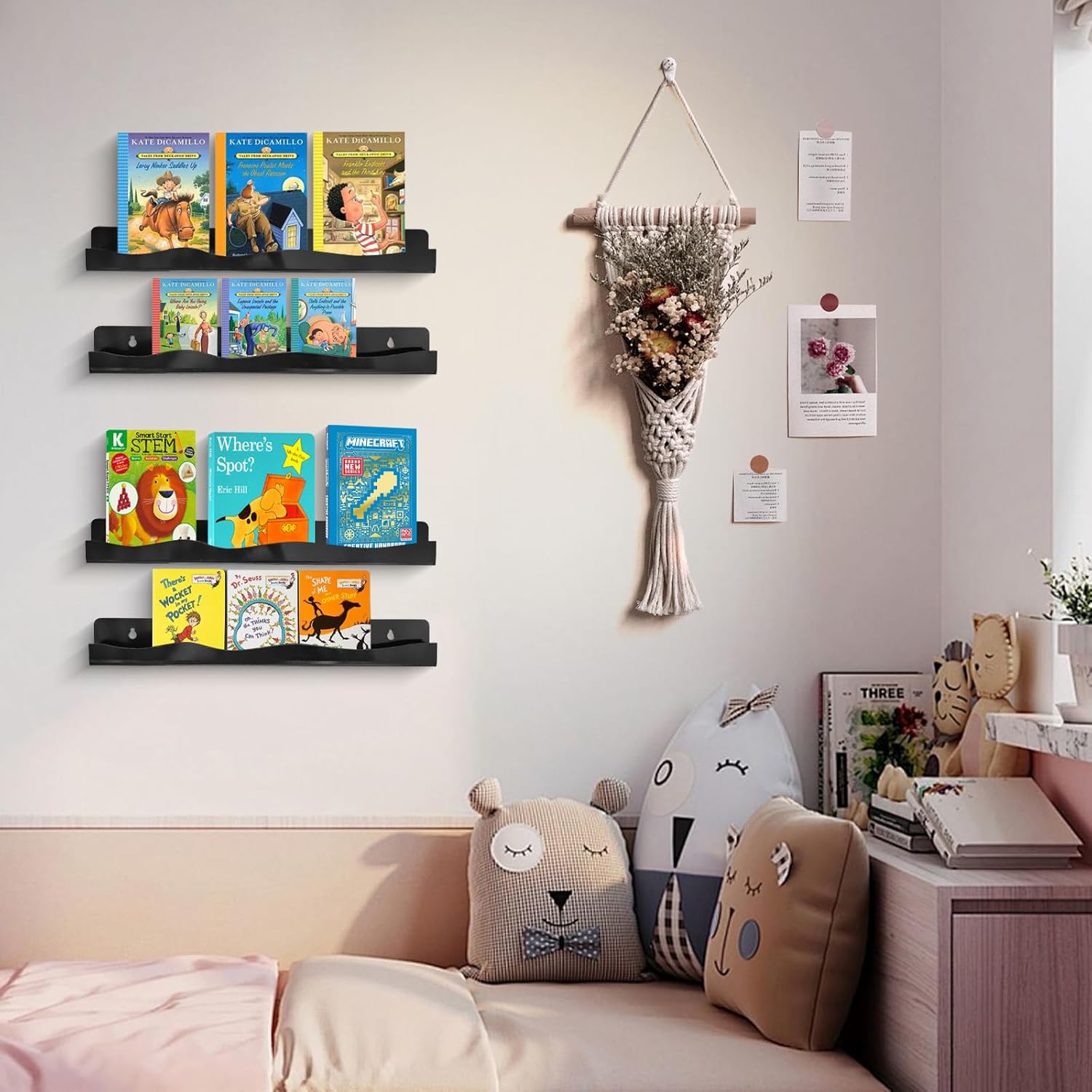 Nail Polish Wall Rack 6 Pack Floating Shelves Black