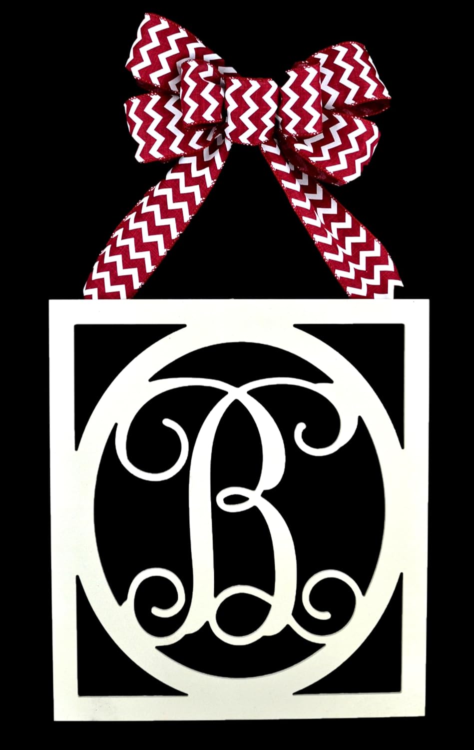 Monogrammed Door Hanger - Square Wreath for Her
