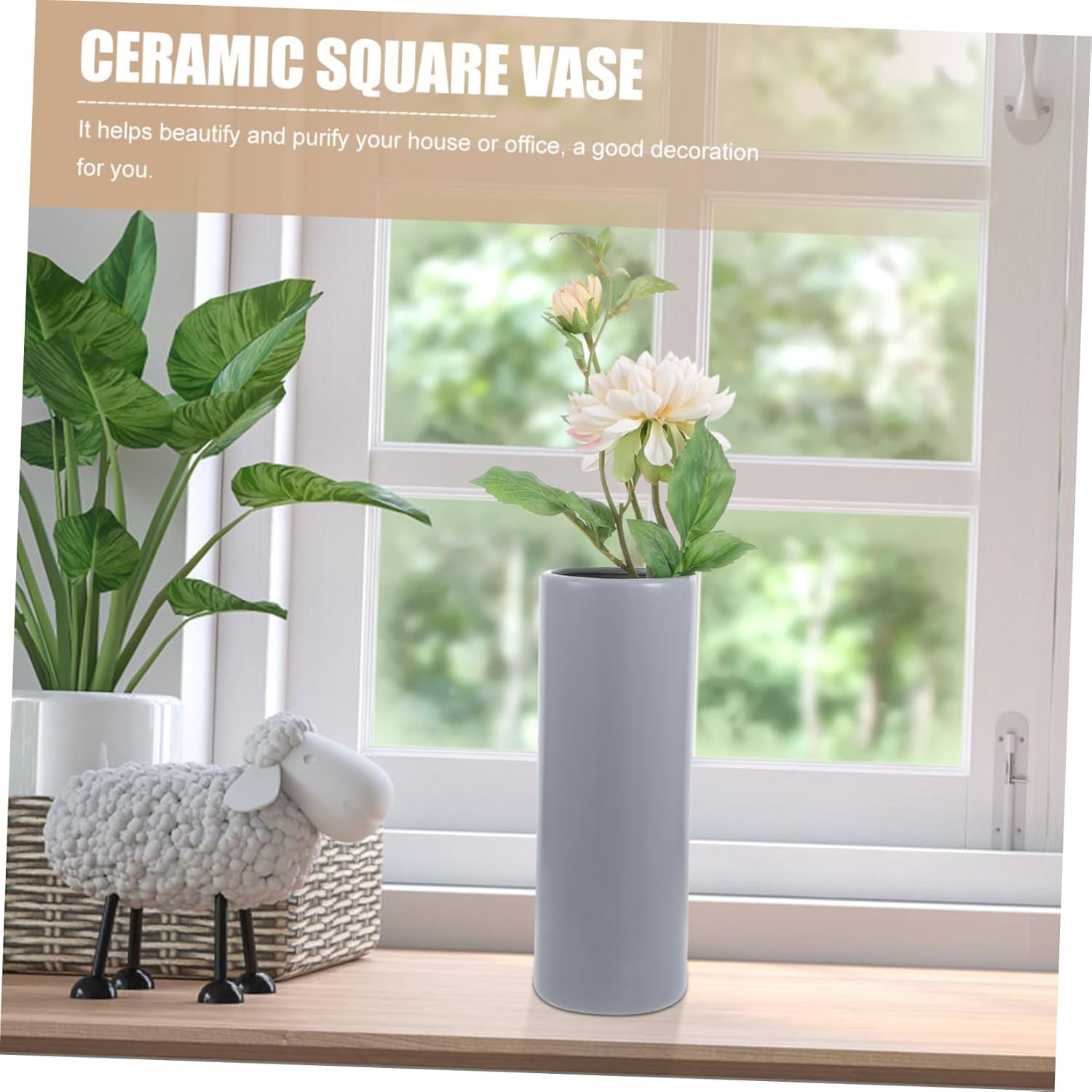 Cabilock Black Flower Vase Ceramic Planter for Dried Flowers and Plant Lovers