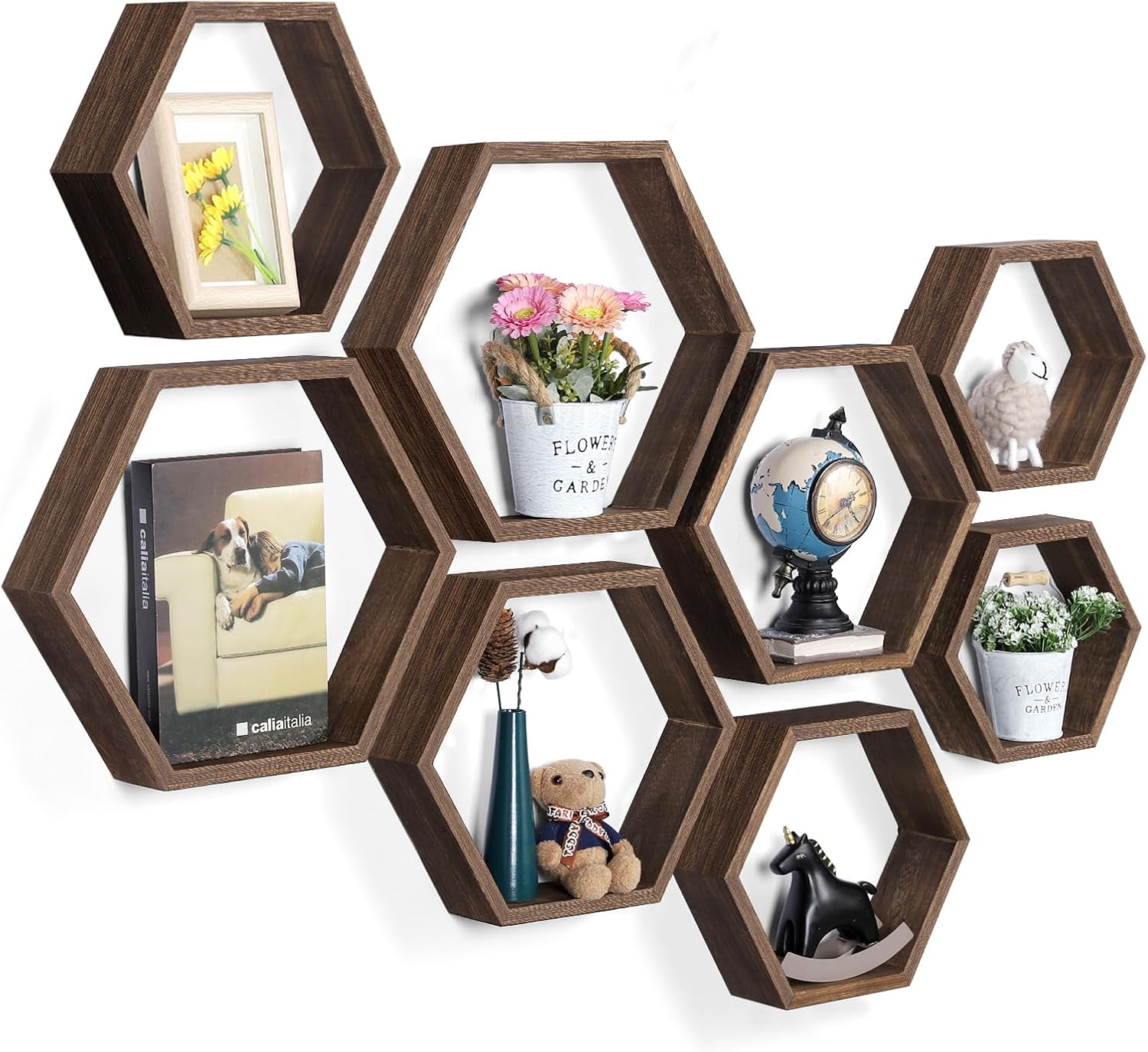 Ybing Honeycomb Shelves Set of 8 Floating Wall Mount