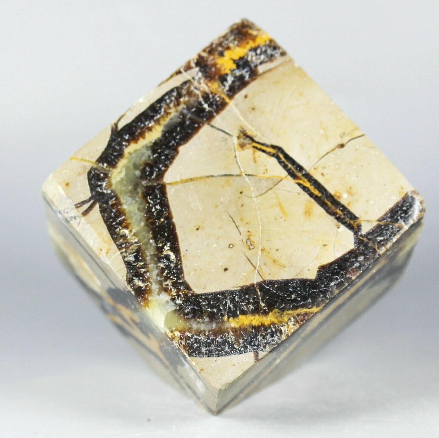 Polished Dragon Septarian Cube Reiki Stone 330G Display