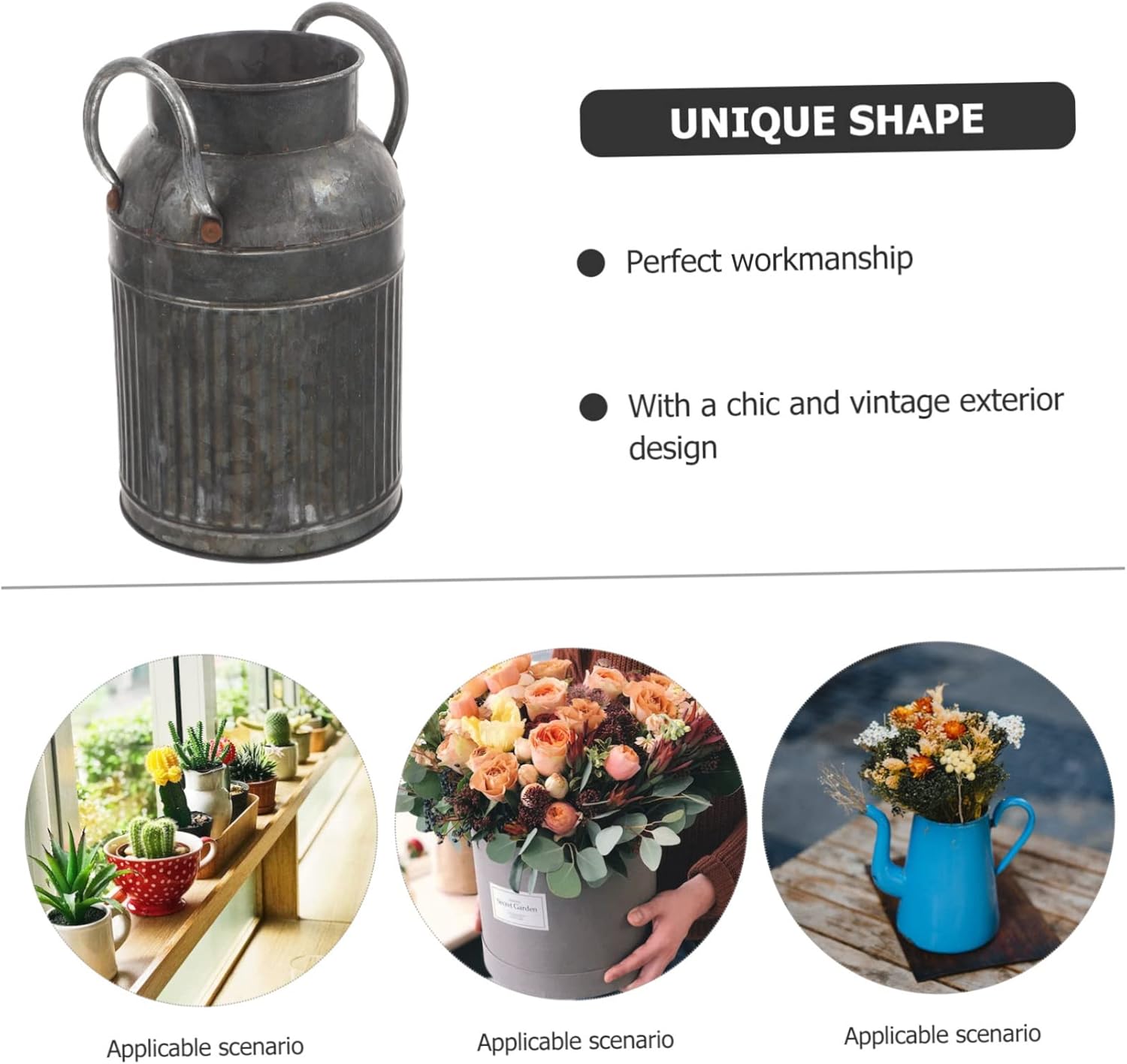 Vintage Flower Bucket Planter Pot Rustic Decorative Vase for Balcony