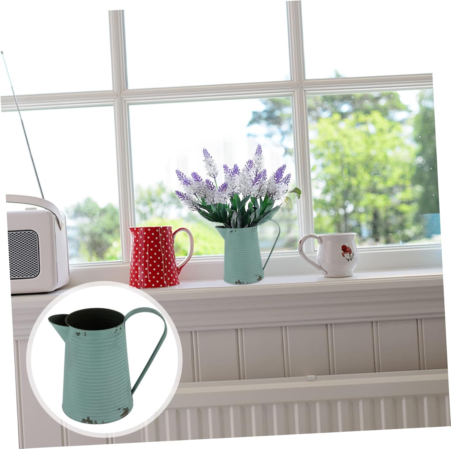 Antique Flower Vase Iron Decor Pitcher for Home