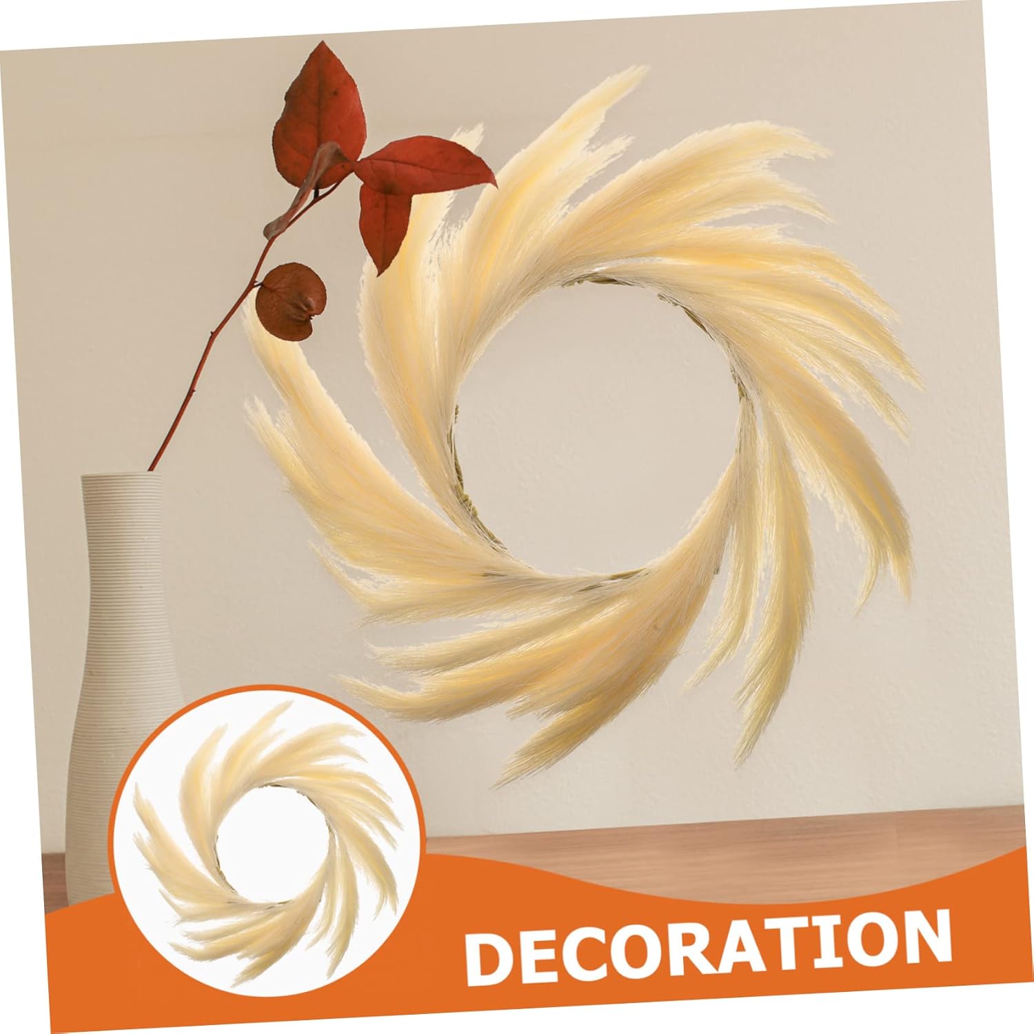 Elegant Artificial Bulrush Wreath for Home Decor