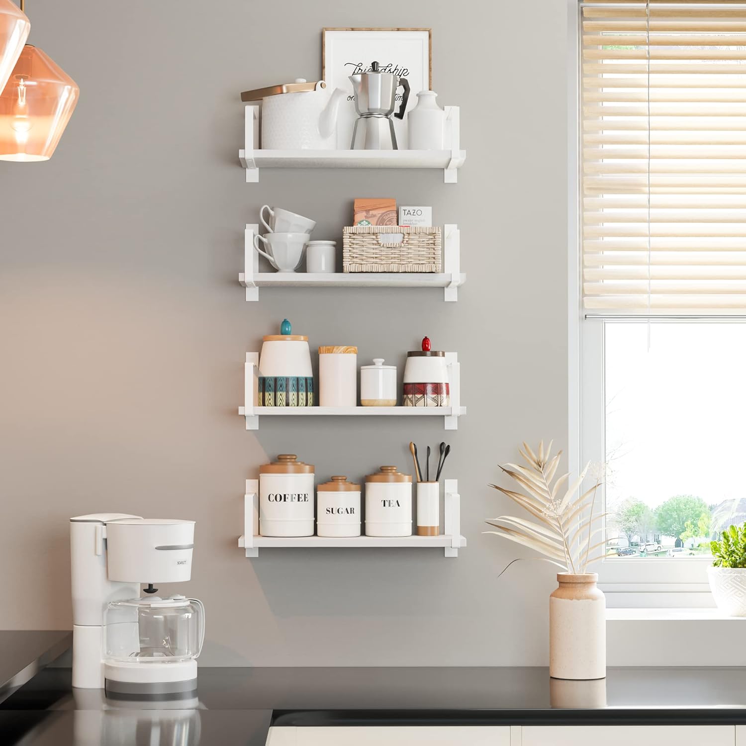Wallniture Toledo 17 Inch Floating Shelves Set of 4 White