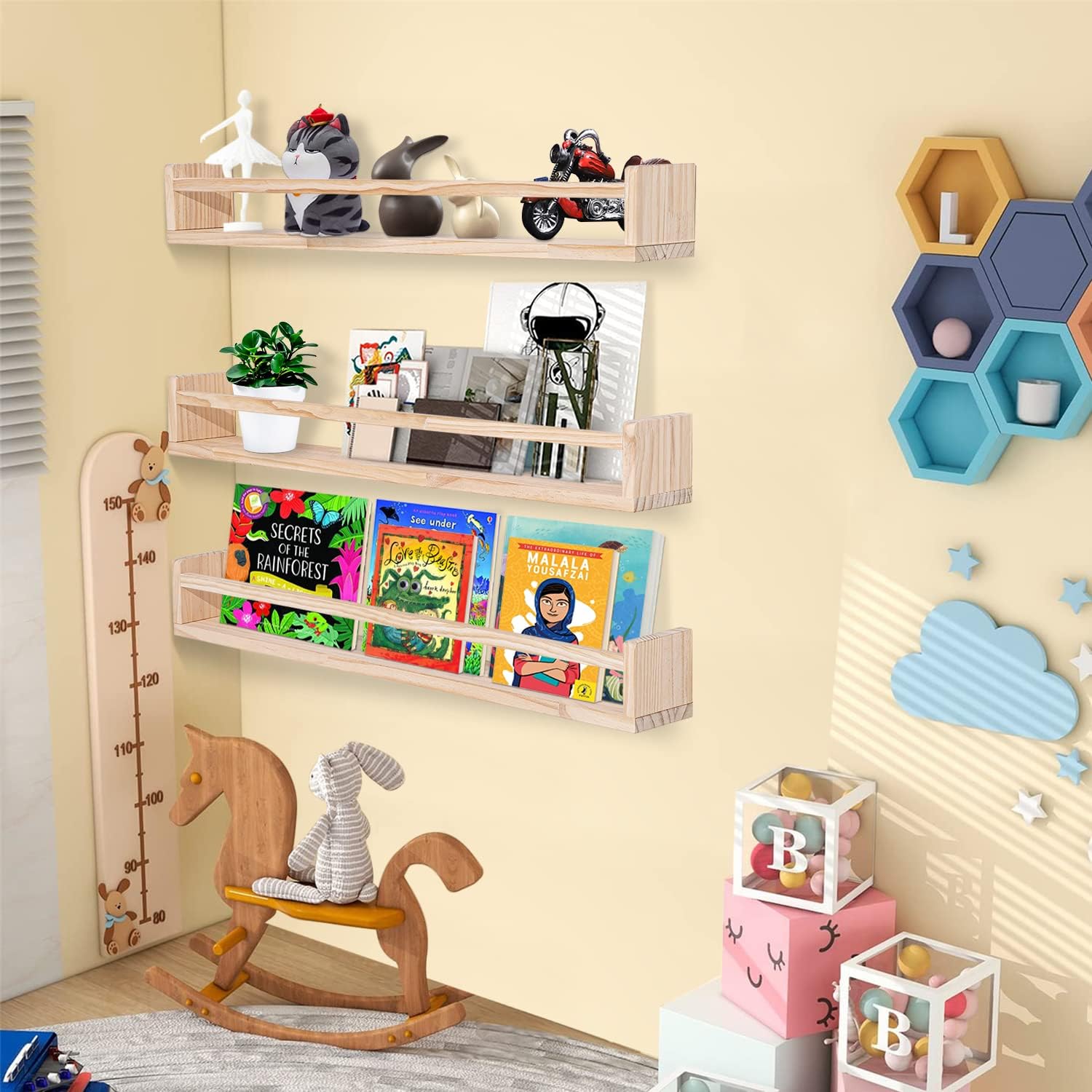AZSKY Floating Wall Bookshelf Set of 3