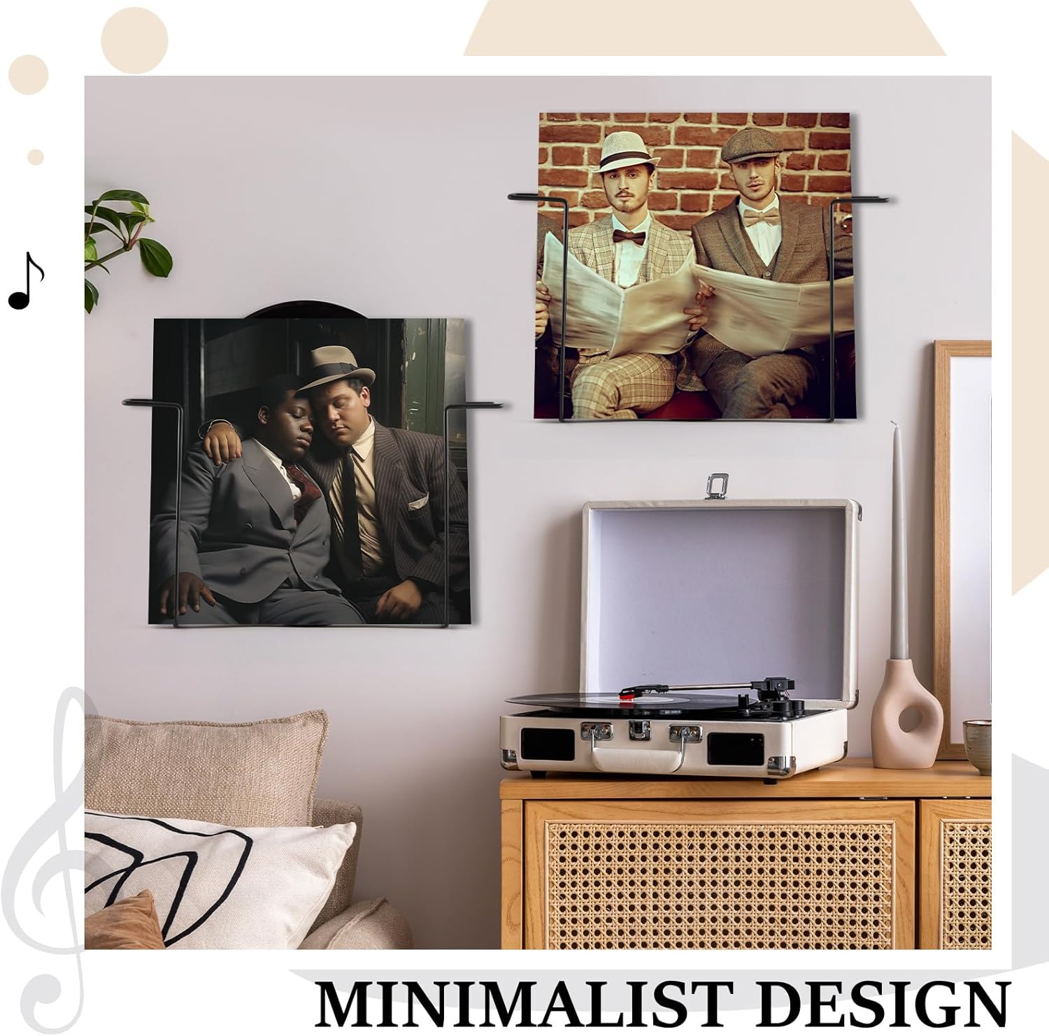 4 Pcs Vinyl Record Wall Shelf Mount Floating Metal Storage Racks for 12 Inch Records