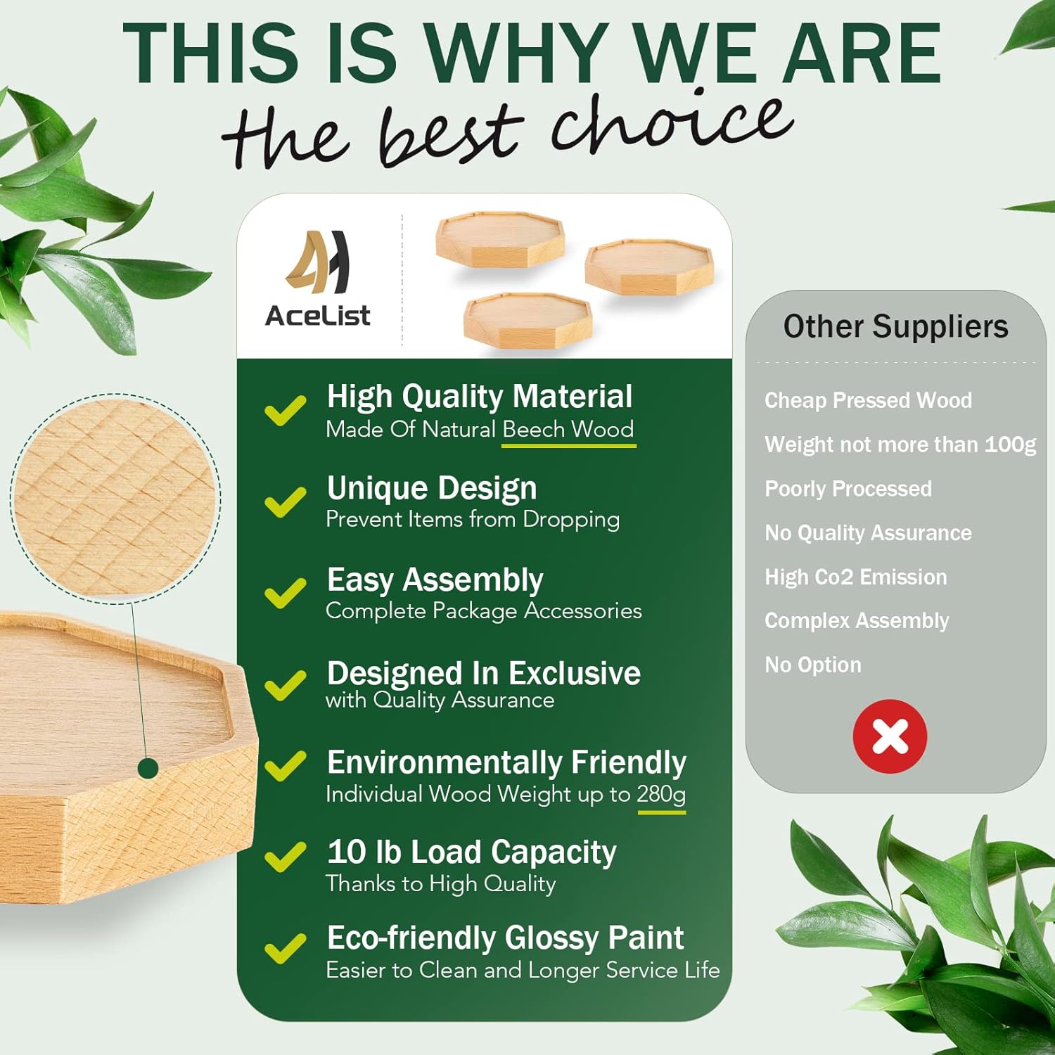 AceList Octagon Floating Shelves Set of 3