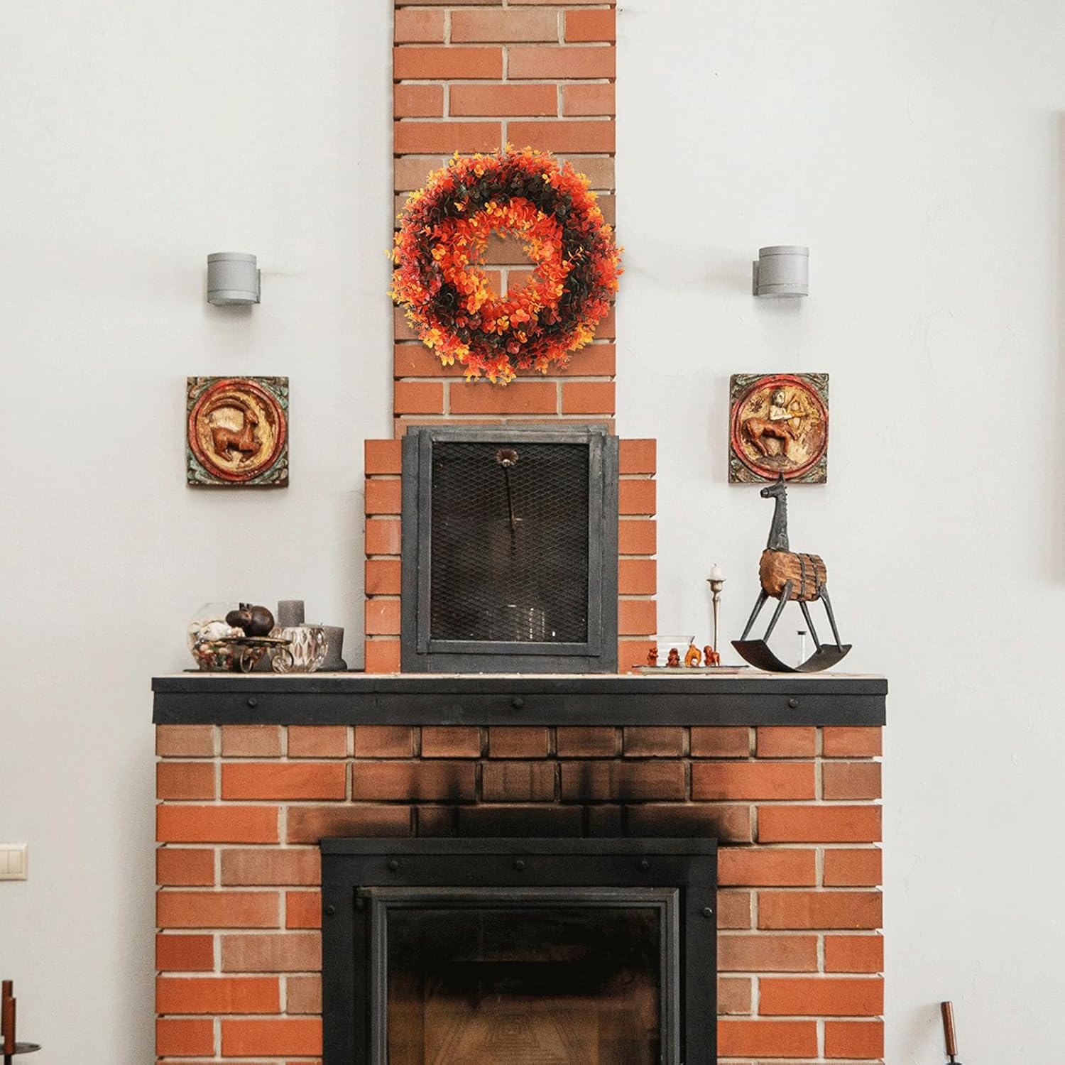 Welcome Wreath for Front Door Colorful Plastic 16x16 Inches