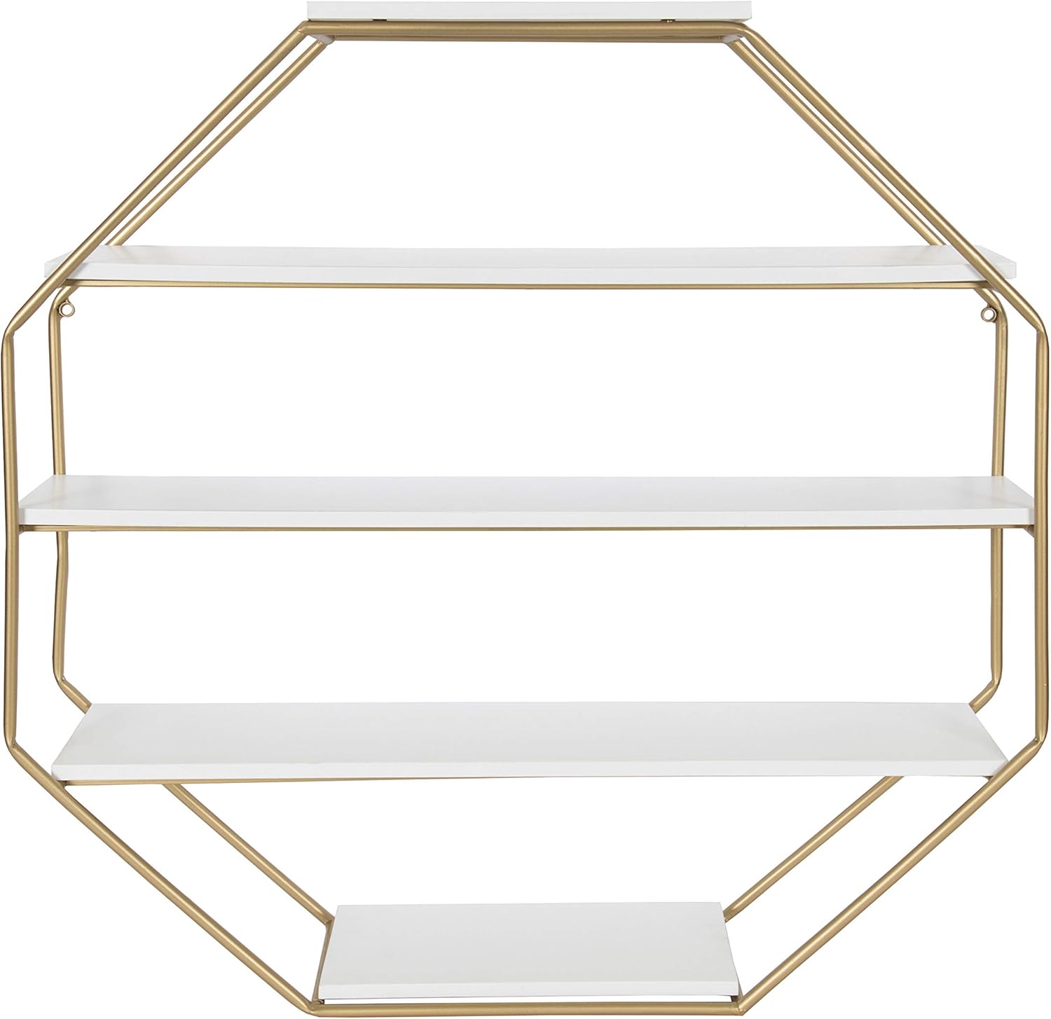 Kate and Laurel Lintz Octagon Floating Wall Shelves with Gold Frame