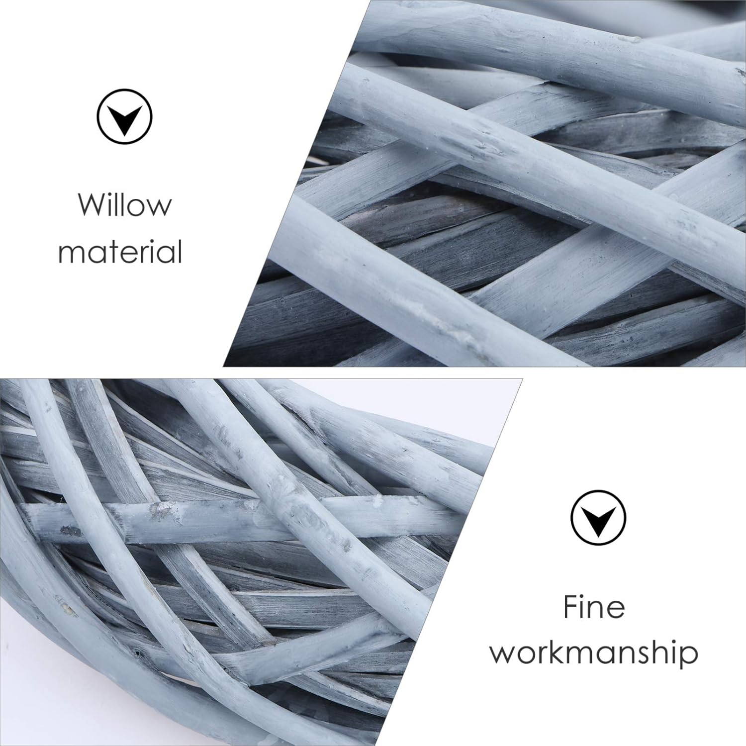VOSAREA Willow Wreath Gray DIY Garland