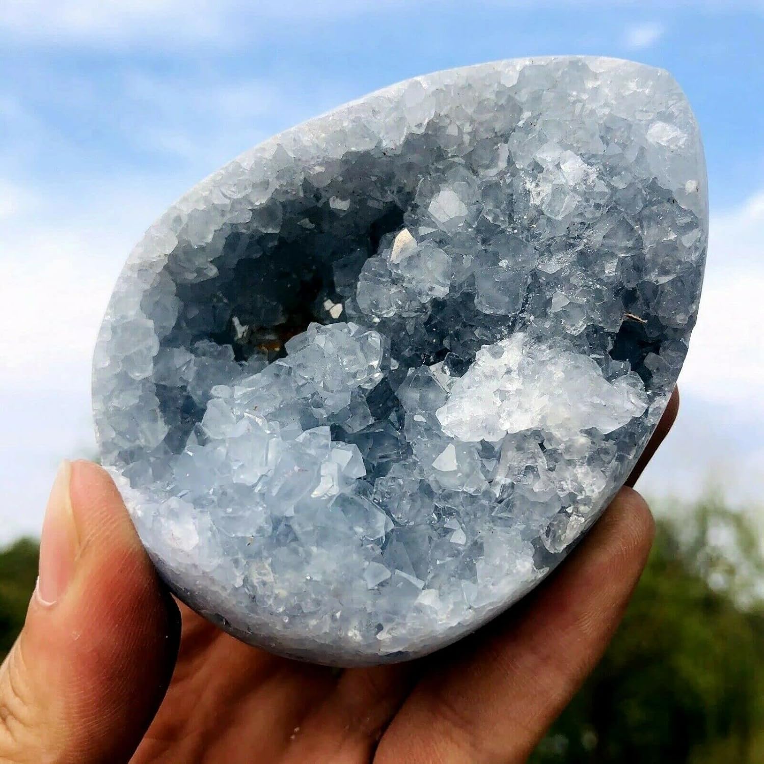 PEKMAR Natural Blue Lapis Lazuli Crystal Geode 300-400g Home Decor