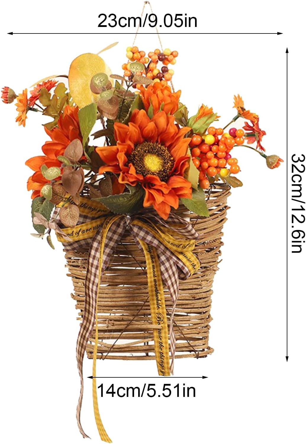 Fall Sunflower Wreath for Front Door 32cm