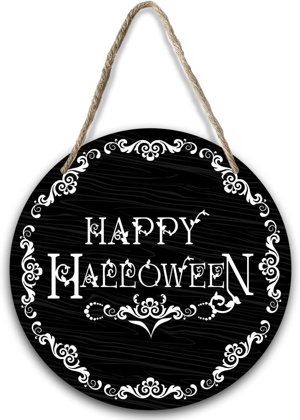 Happy Halloween Wood Sign Plaque - Round Wall Decor