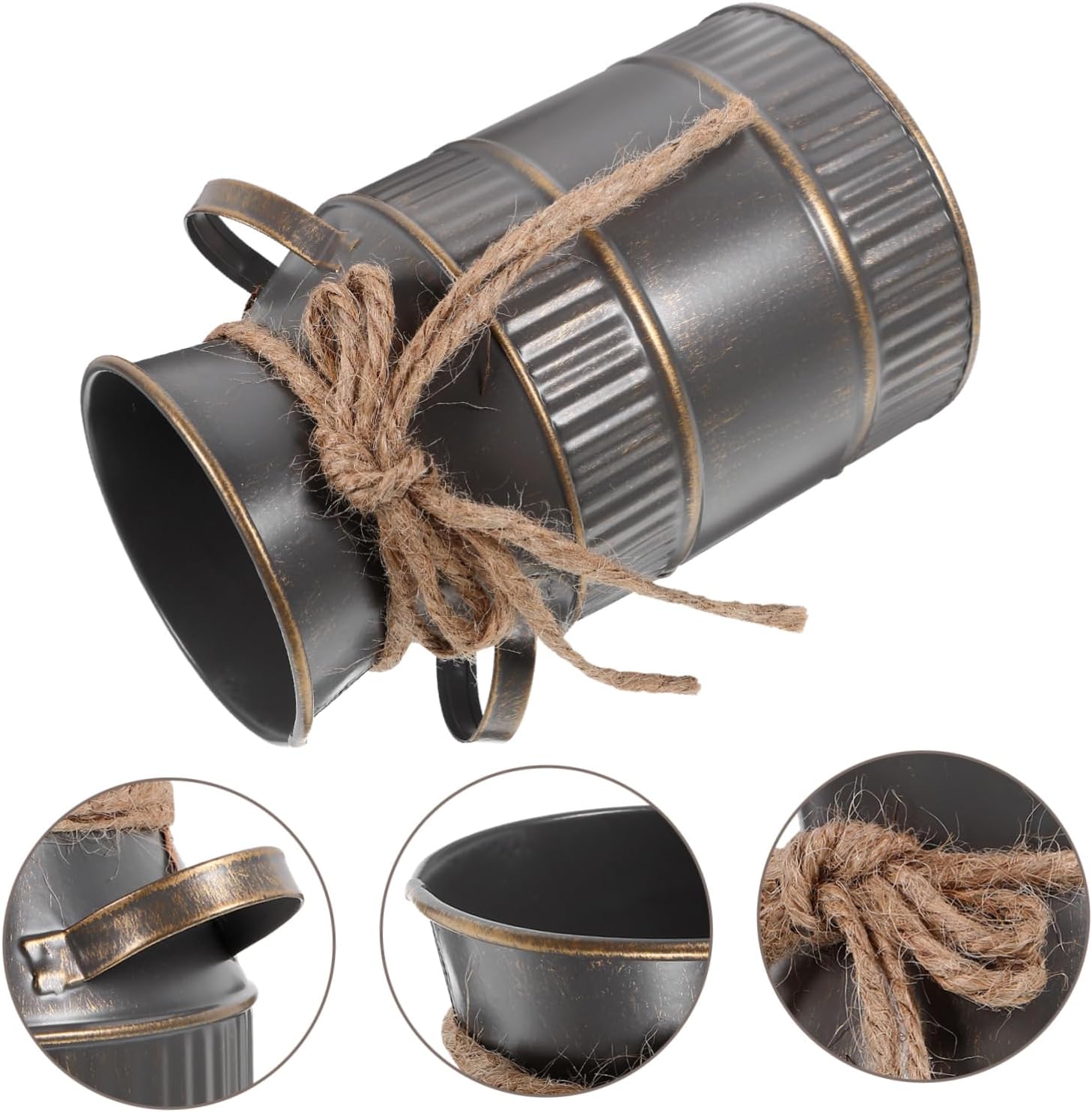Zerodeko Retro Iron Flower Bucket with Double Handles