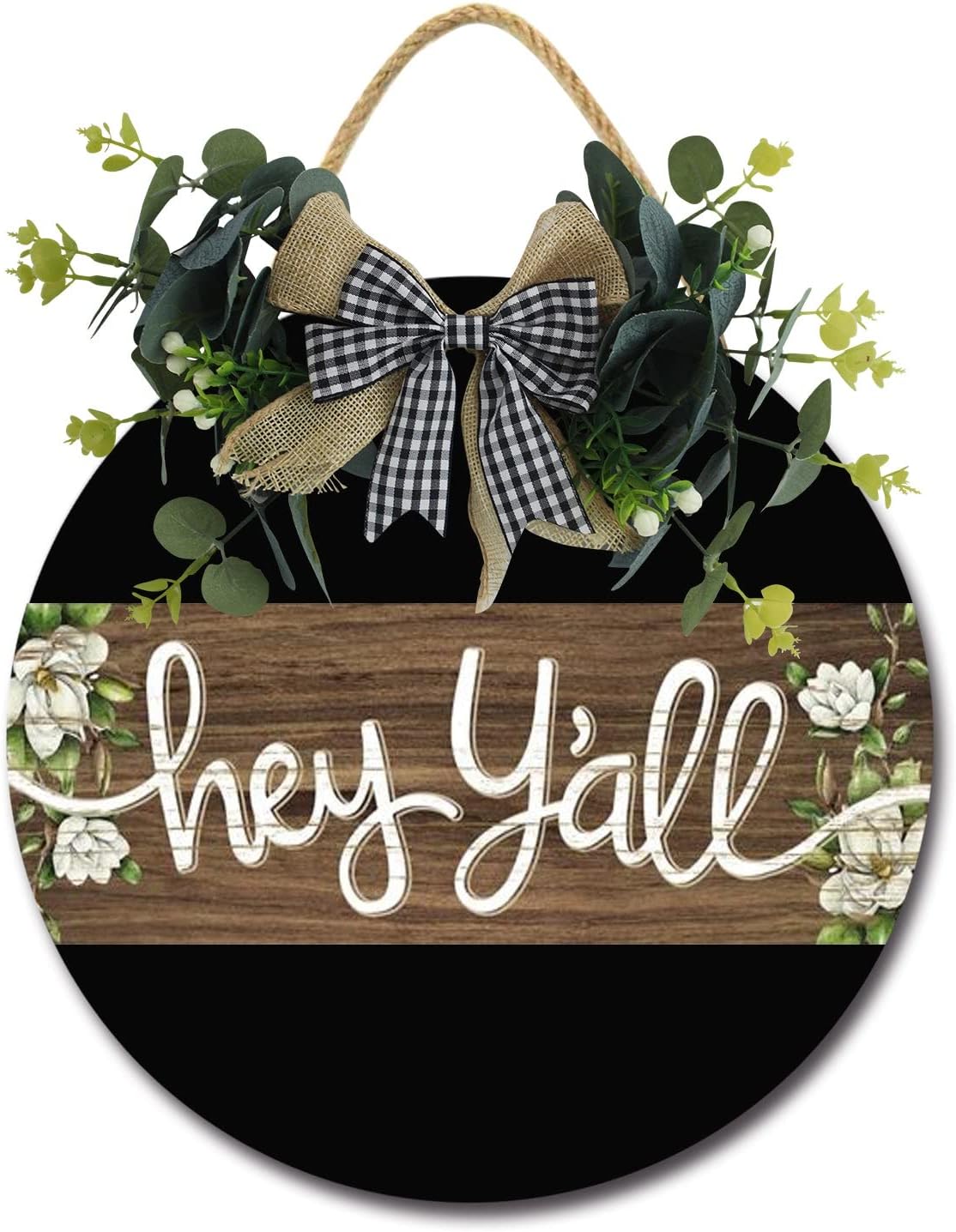 Hey Yall Front Door Sign Funny Wreath 12x12 Inch