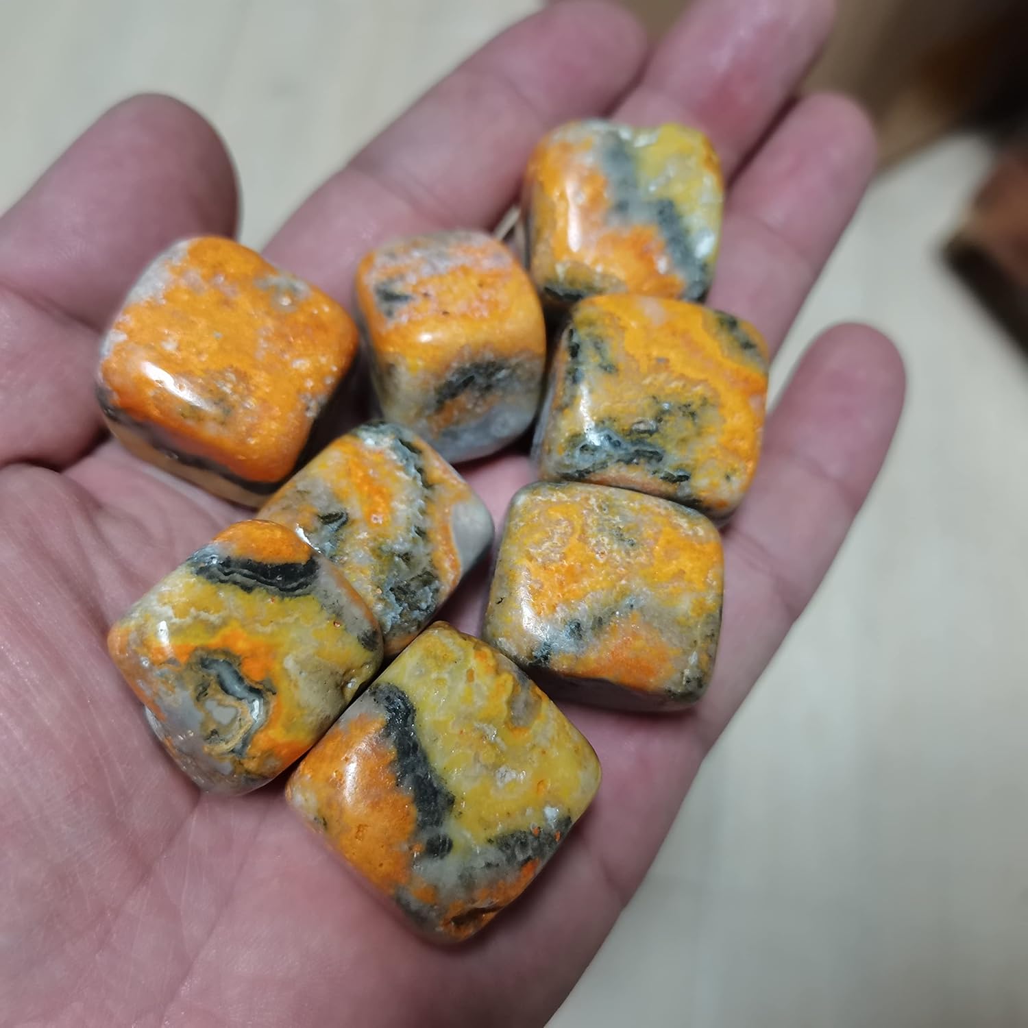 Crystal Bumblebee Cube Stones for Reiki and Home Decor