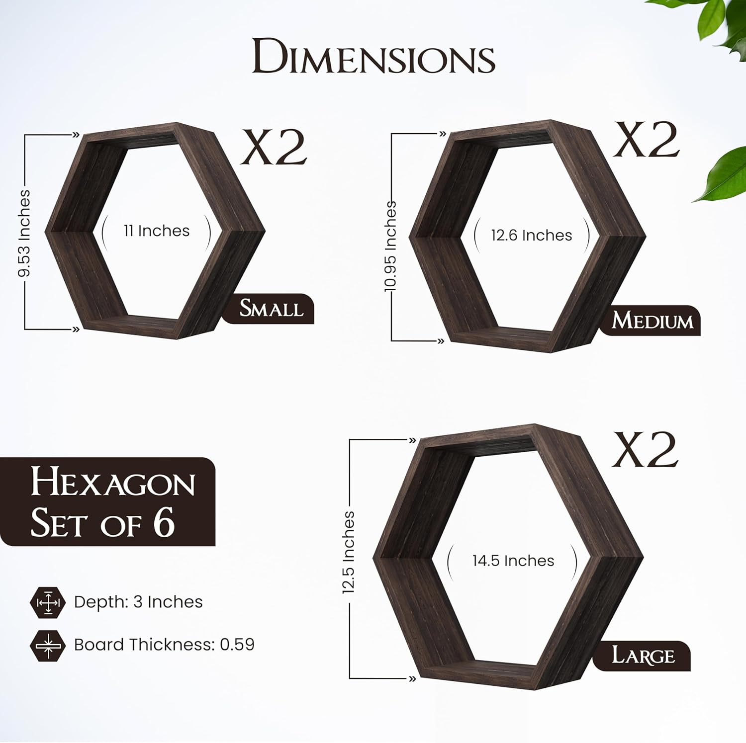 Decovate Hexagon Floating Shelves Set of 6