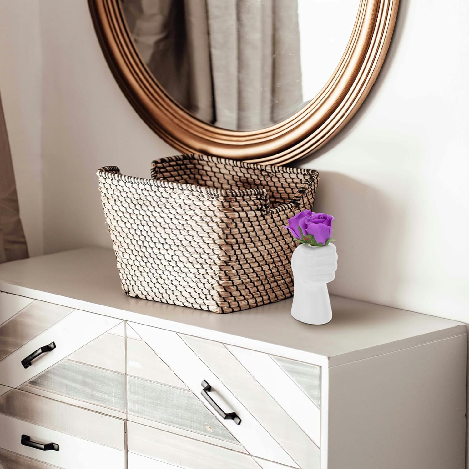 2pcs Modern Hand Shape Plastic Vases for Home Office Decor