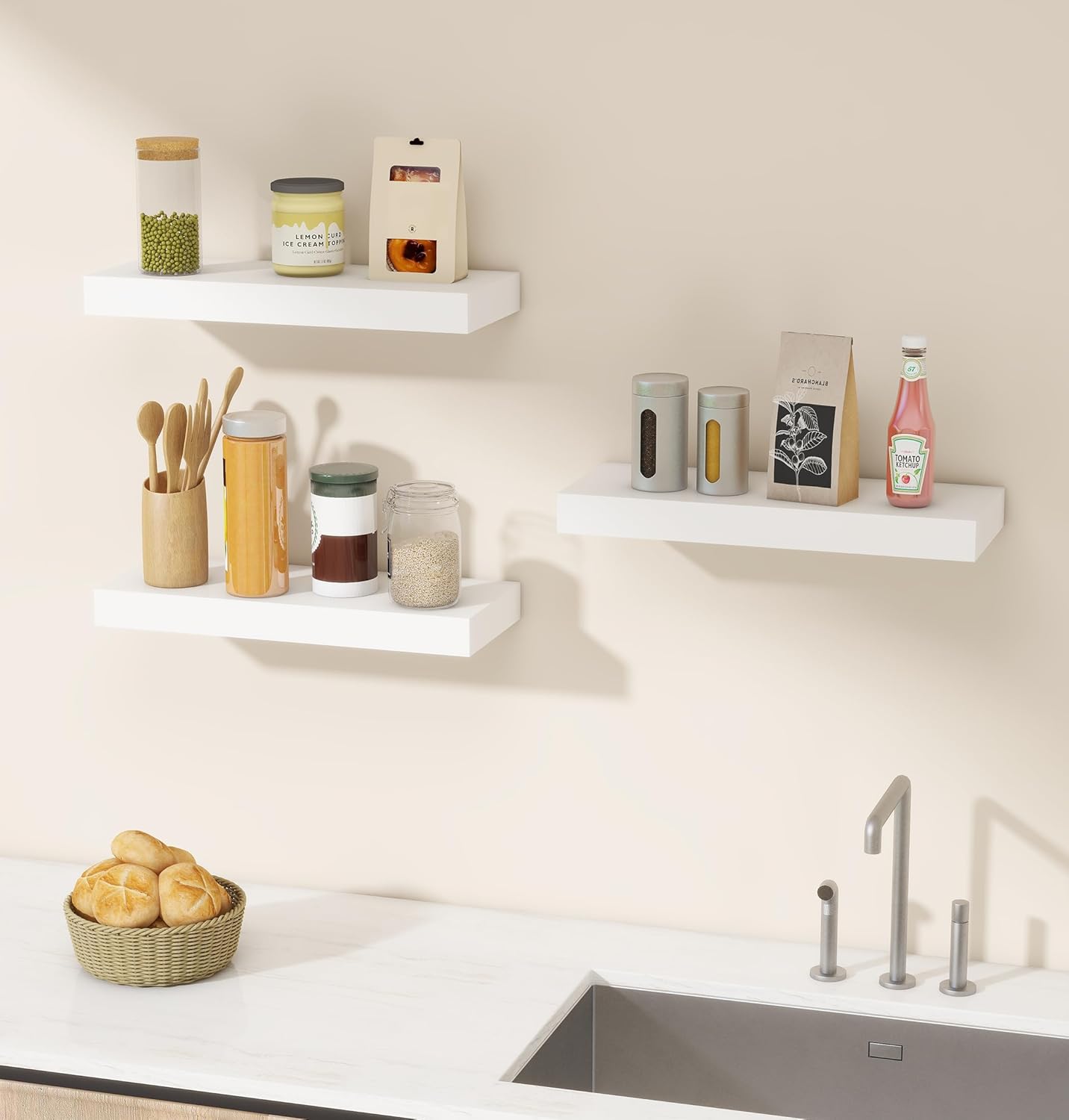 Vervida Floating Shelves 3 Pack 15 In White
