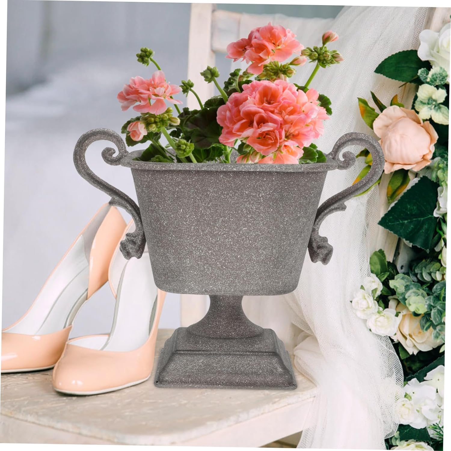 VICASKY Vintage Iron Flower Pot Grey