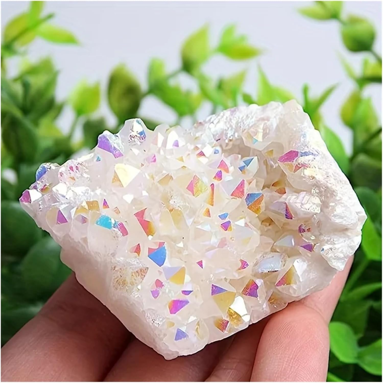 White Angel Aura Quartz Cluster Home Decor 1