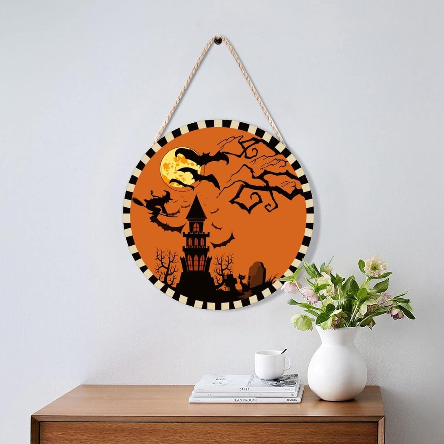 Halloween Door Hanger Wood Sign 10x10in