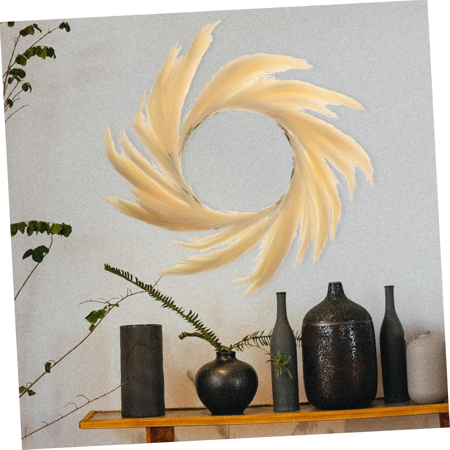 Elegant Artificial Bulrush Wreath for Home Decor