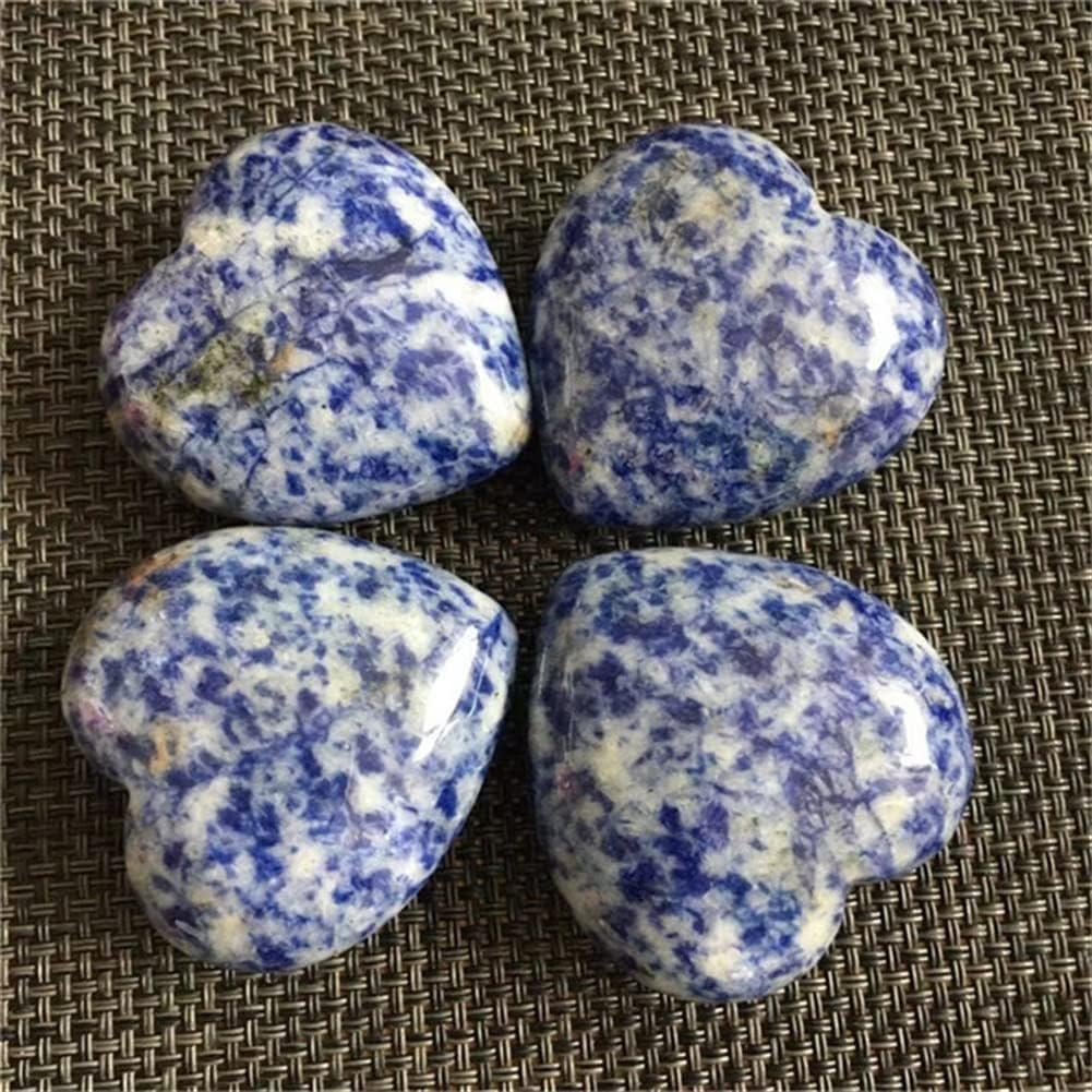 PEKMAR Reiki Crystal Heart-Shaped Blue Spotted Quartz Stone