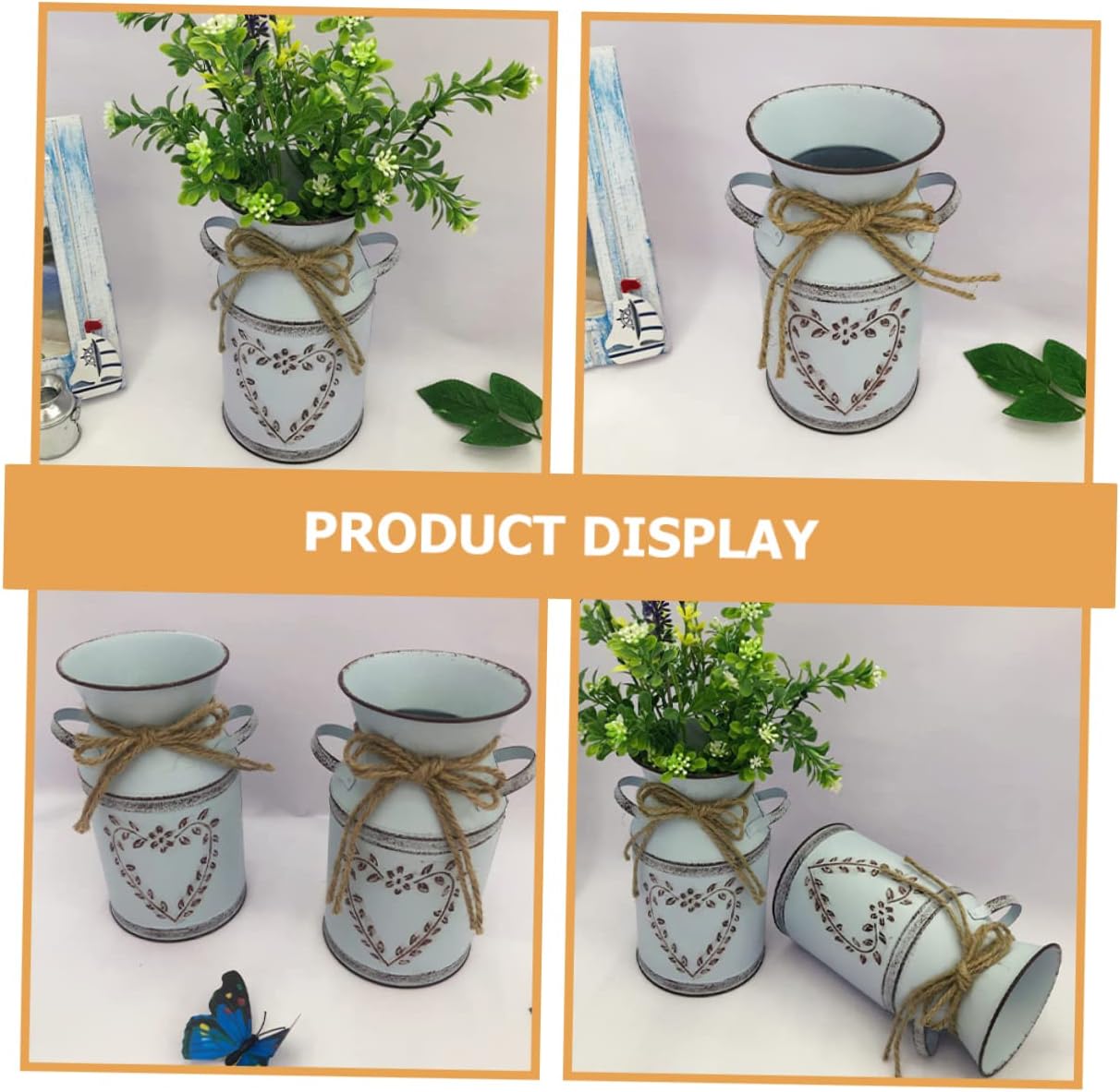 VOSAREA Vintage Metal Flower Vase for Home Decor