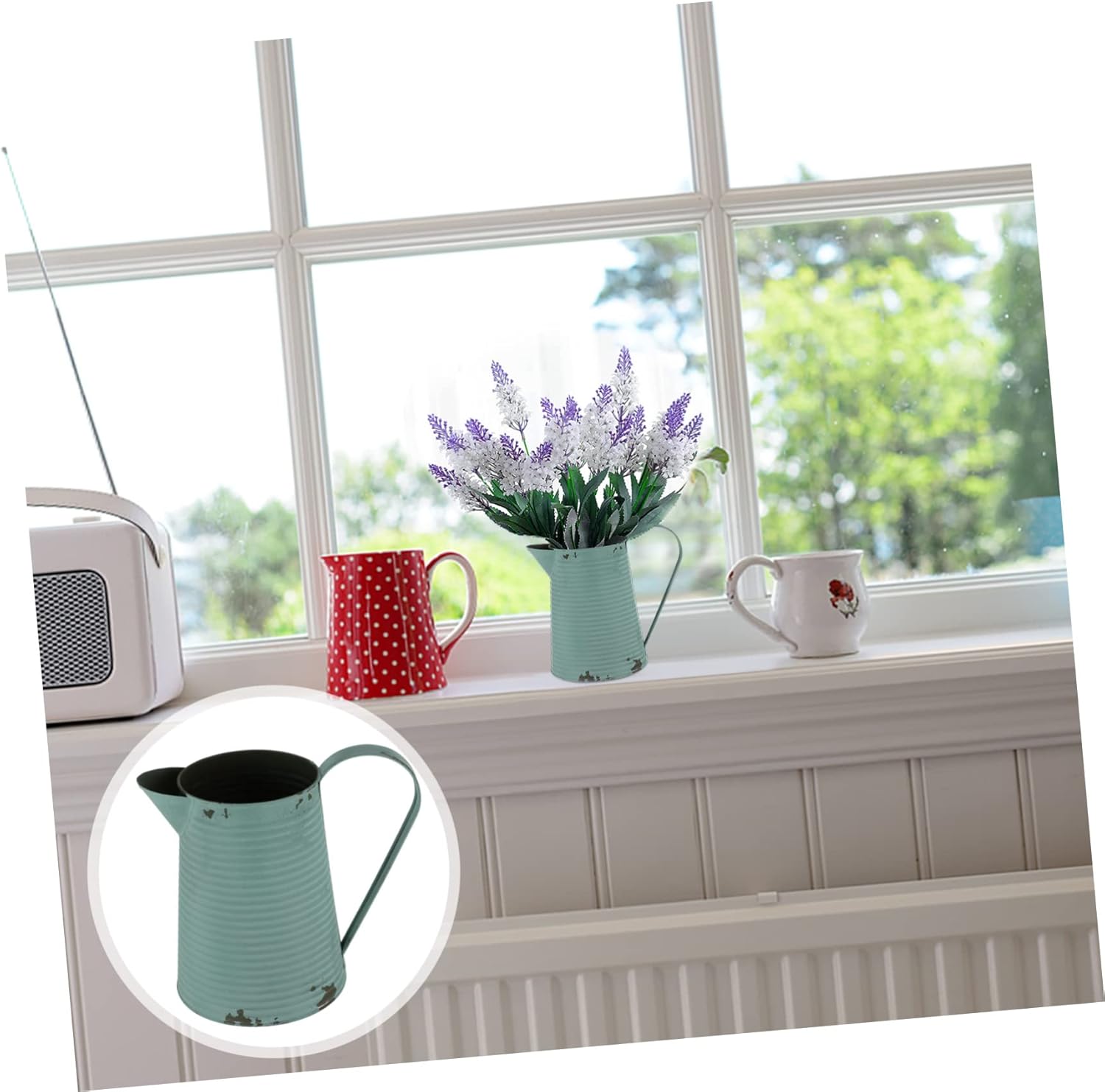 BESPORTBLE Vintage Metal Flower Pot Rustic Pitcher Decor