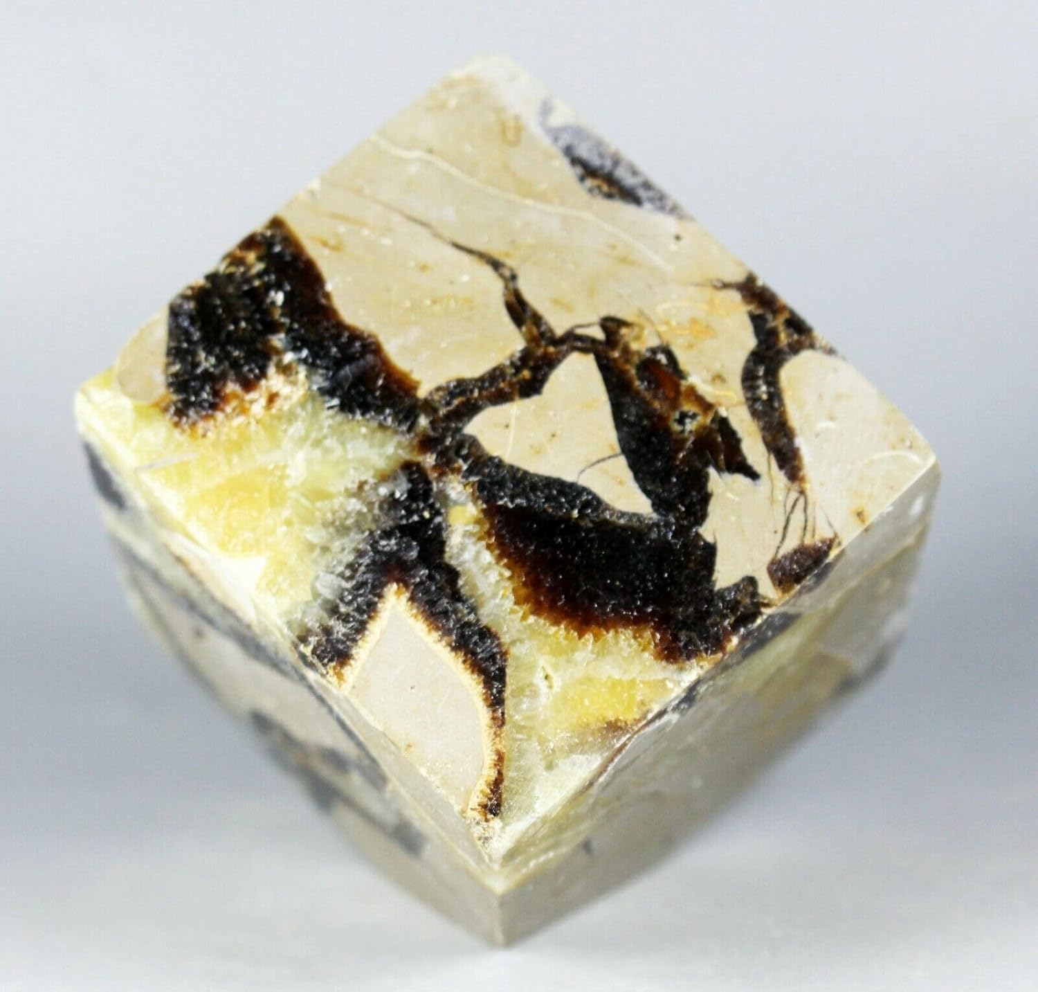 Polished Dragon Septarian Cube Reiki Stone Display 1