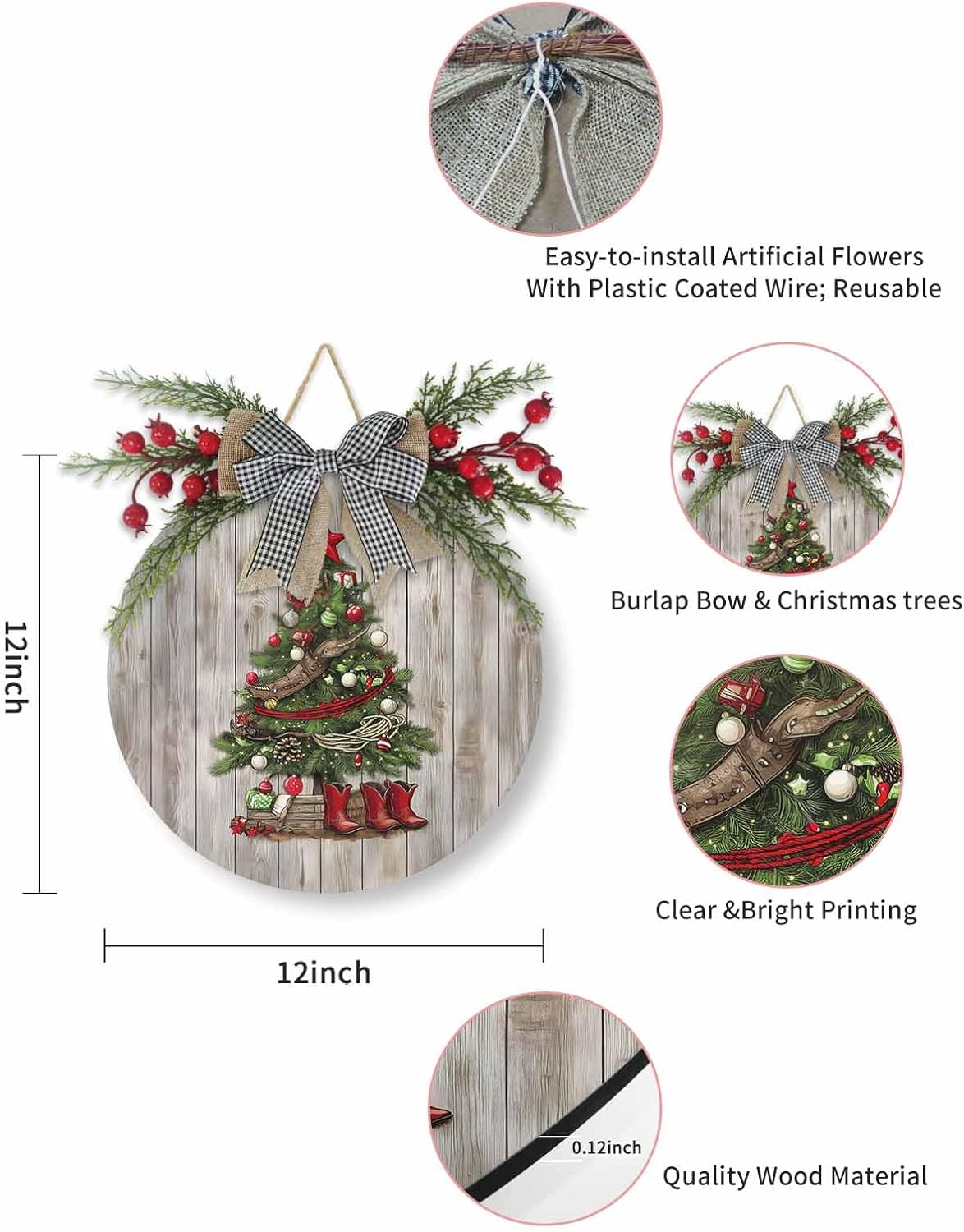 Welcome Sign Christmas Wreath Door Decor 1