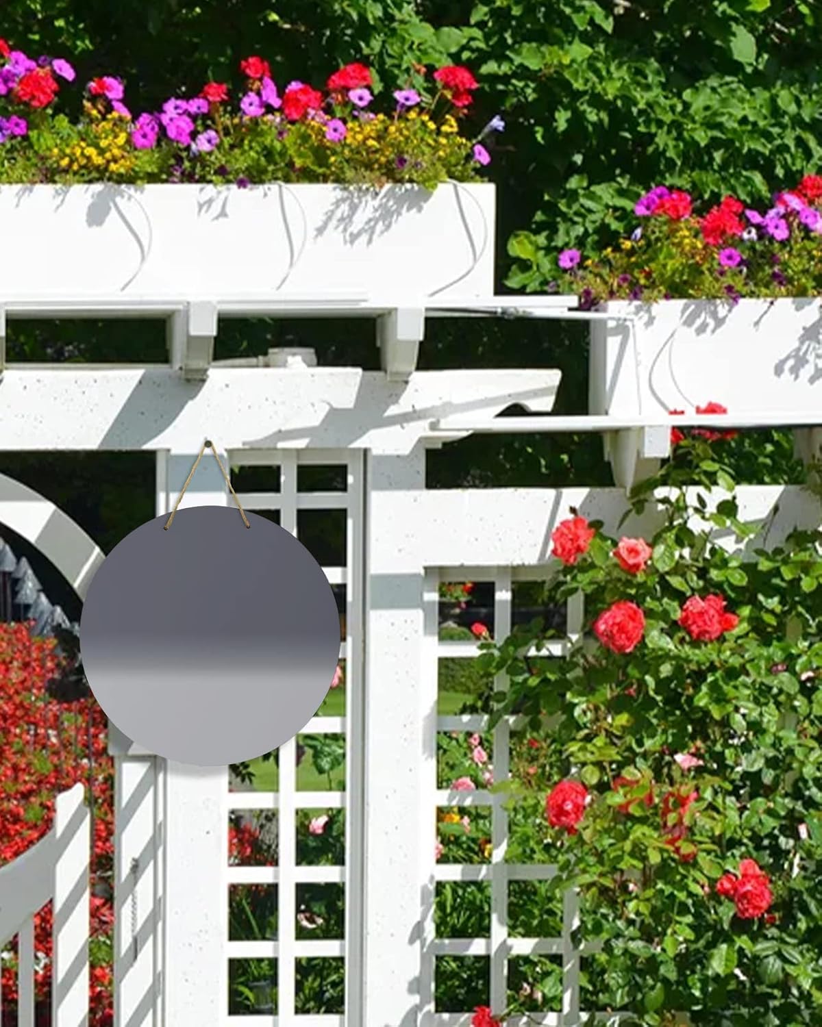 Welcome Sign for Front Door Ombre Grey Round Wooden Hanging Housewarming Decor