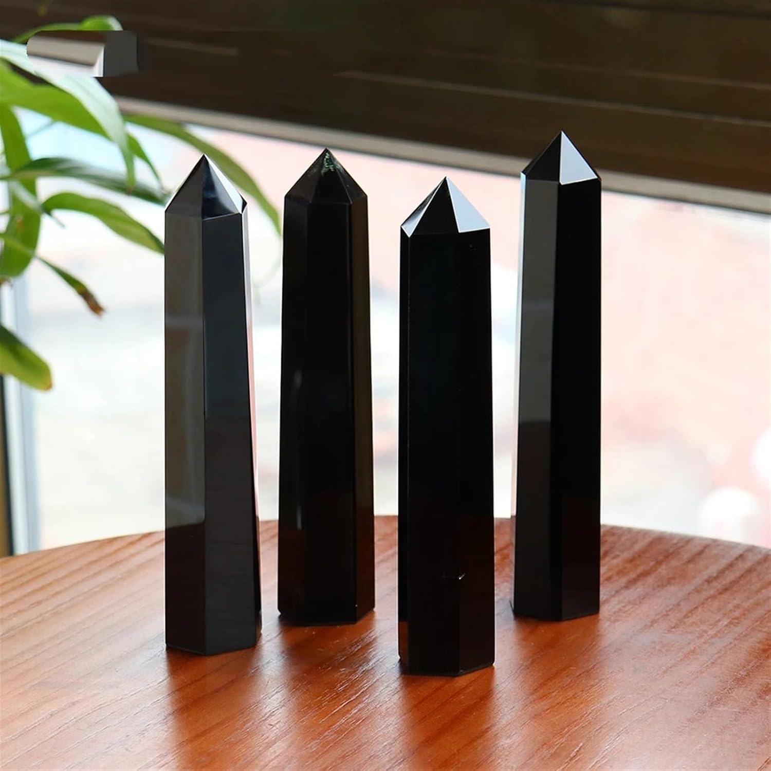AtkitS Natural Crystal Obsidian Column Healing Wand