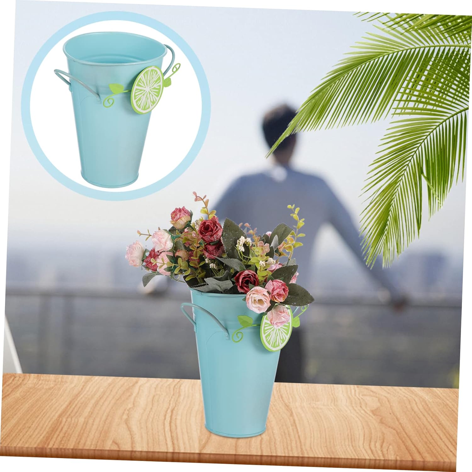 CIMAXIC 1pc Floral Vase Rustic Home Decor Iron Vase